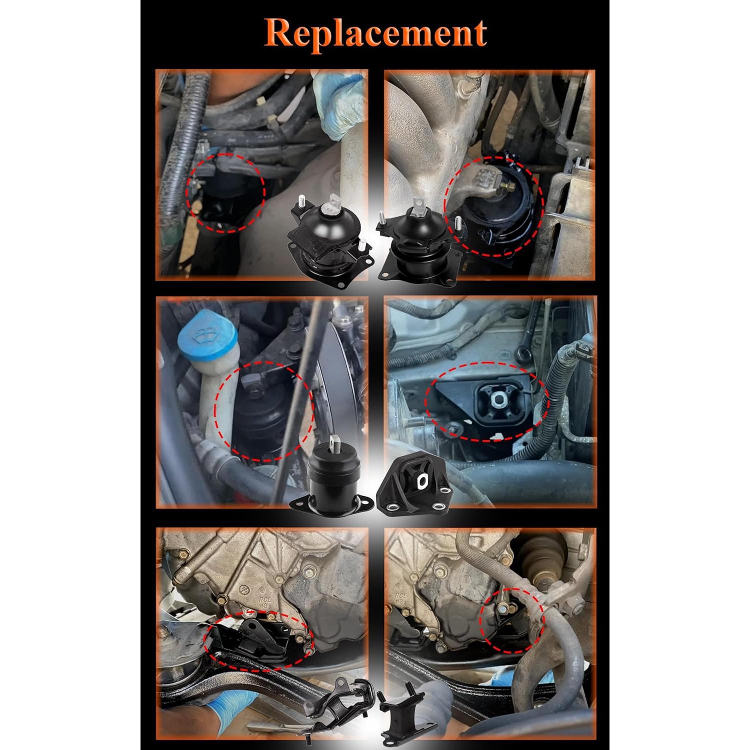 Juego de 6 Montajes de Motor Honda Accord 3.0L 2003-2007