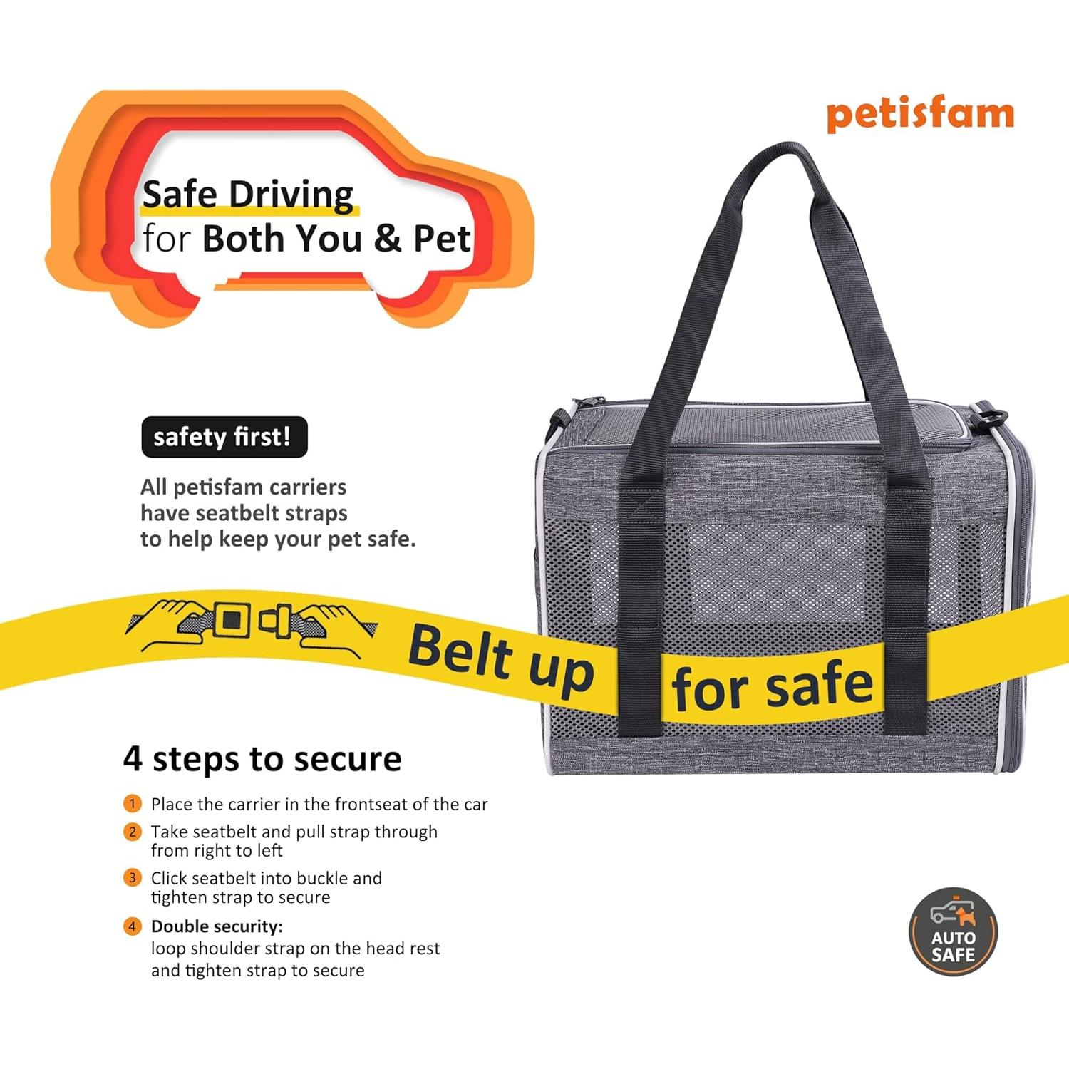 Transportadora Suave para Gatos Petisfam 43x30x30cm Gris