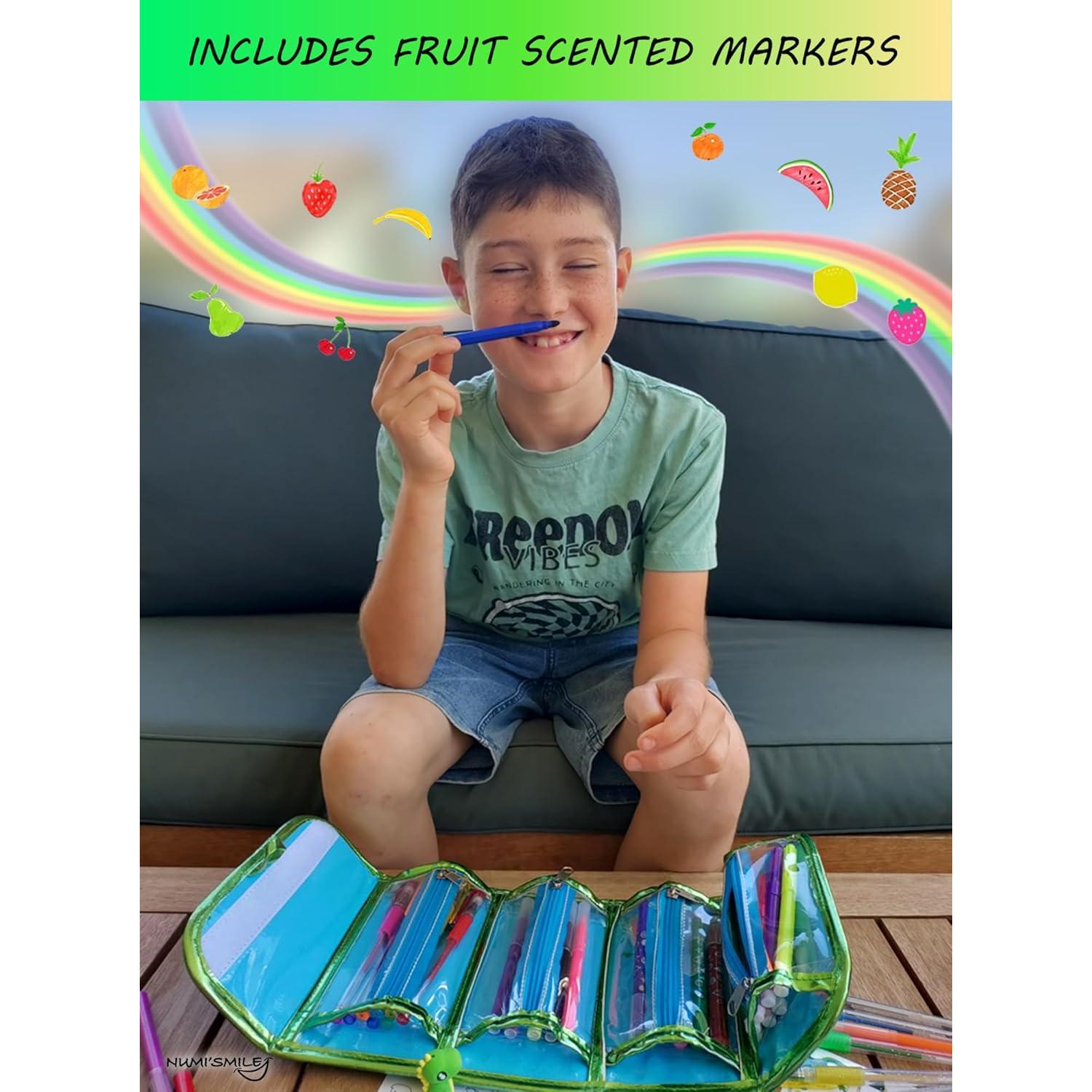 Estuche de Lápices Dinosaurio NUMI'SMILE con Marcadores Aromatizados