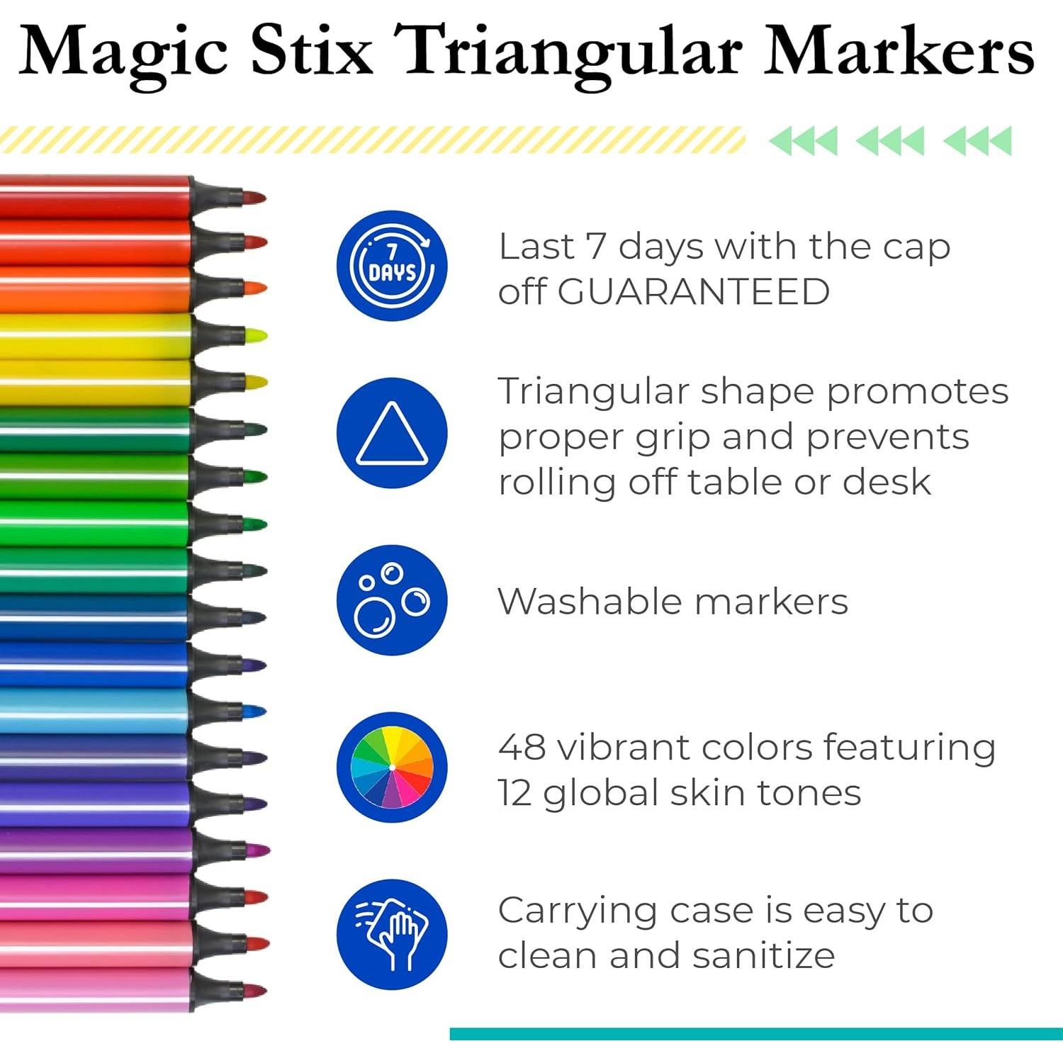 Marcadores Lavables El Agarre del Lápiz 48 Piezas Arcoíris y Piel