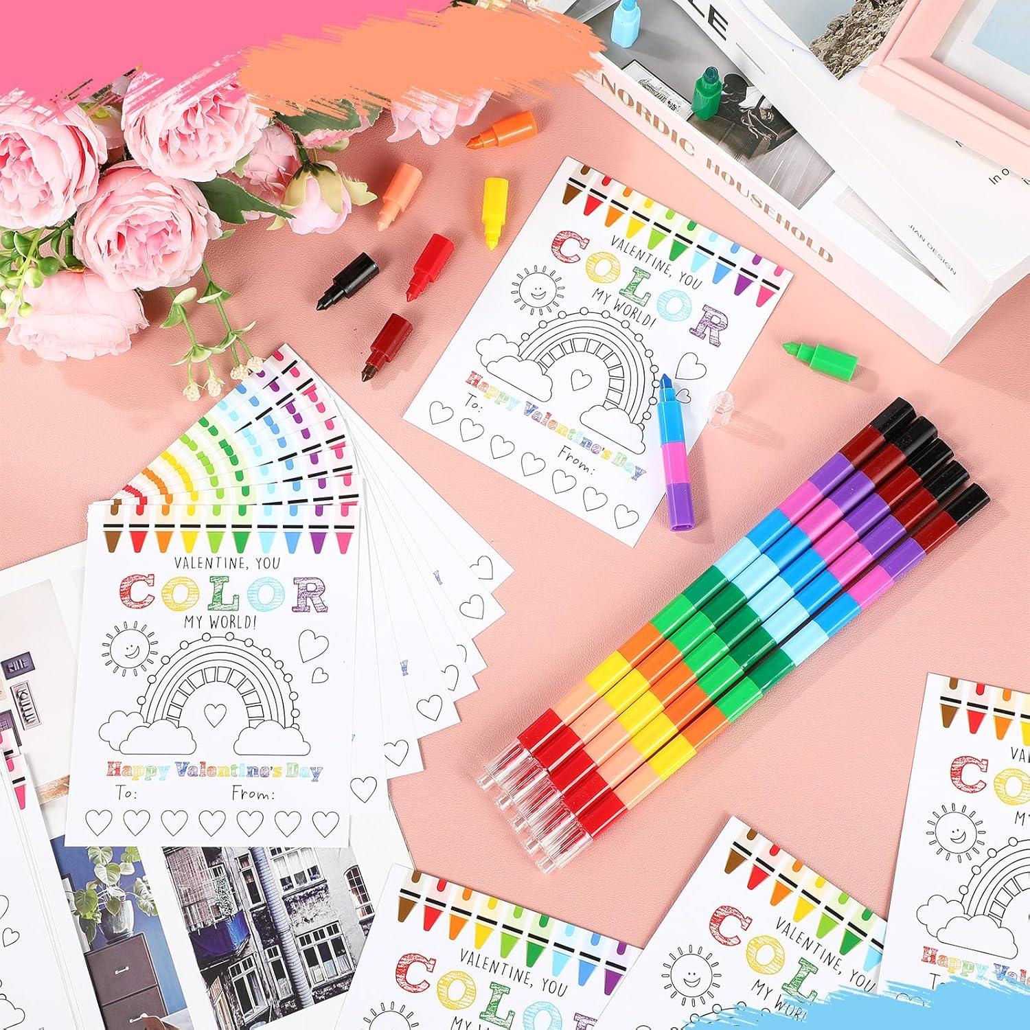 Conjunto de Regalos DIY San Valentín 24 Tarjetas y Crayones Weekgrat