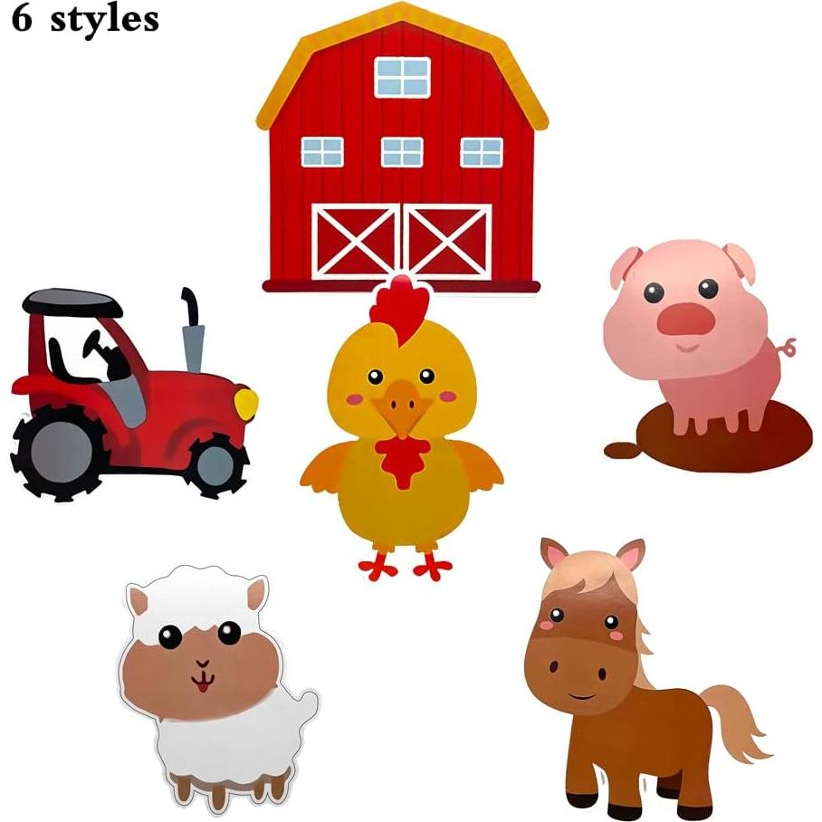 Centros de Mesa de Animales de Granja WIDELL - 6 Piezas