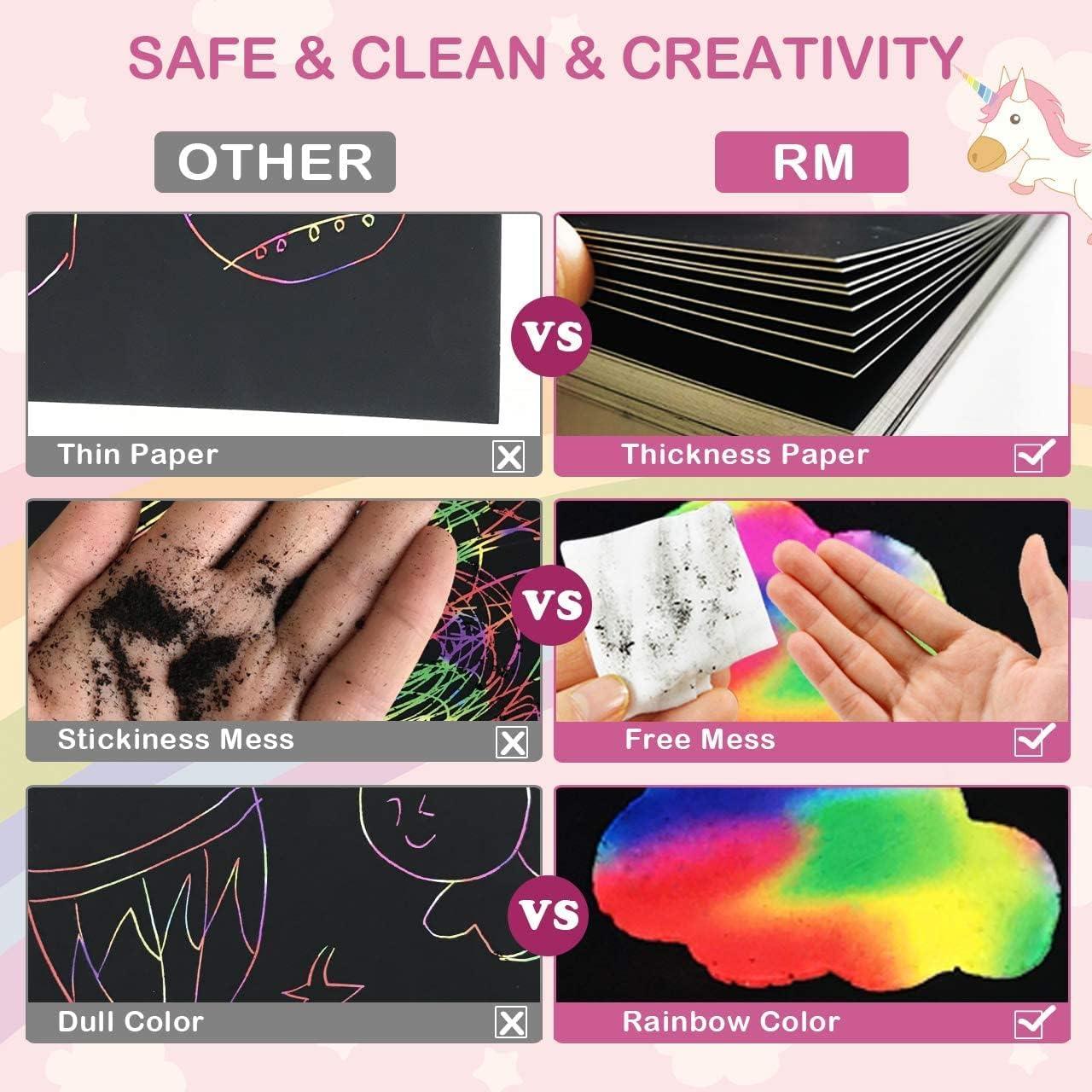 Papel de Rascar Arcoíris RMJOY 59 Piezas para Niños 3+