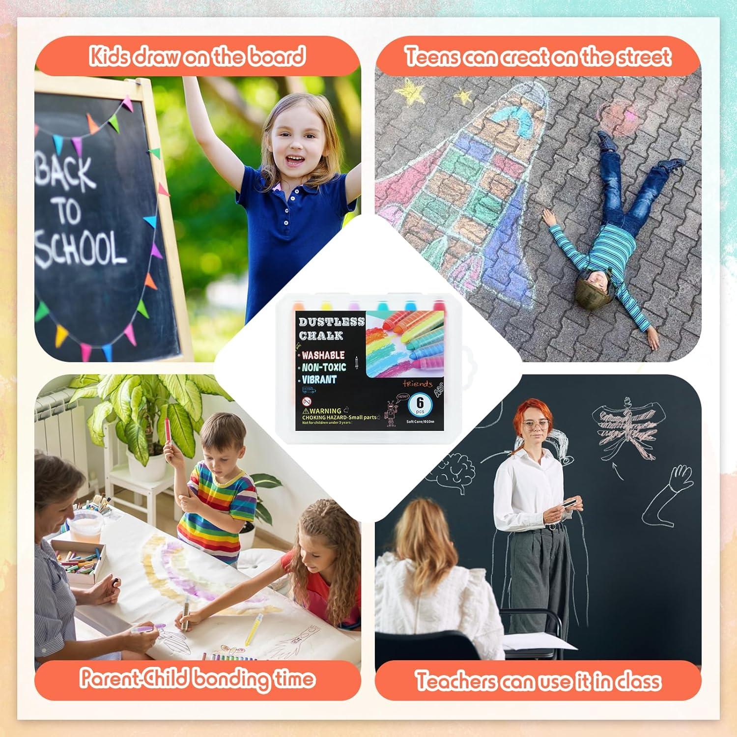 Tiza Sin Polvo para Niños Haoyond 6 Colores con Soporte