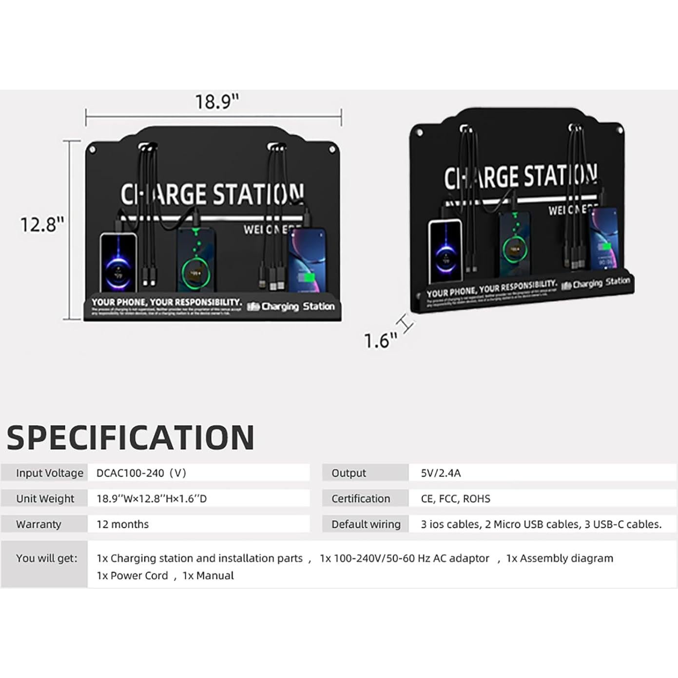 Estación de Carga Rápida WELONEDEN 8 Puertos 2.90 kg