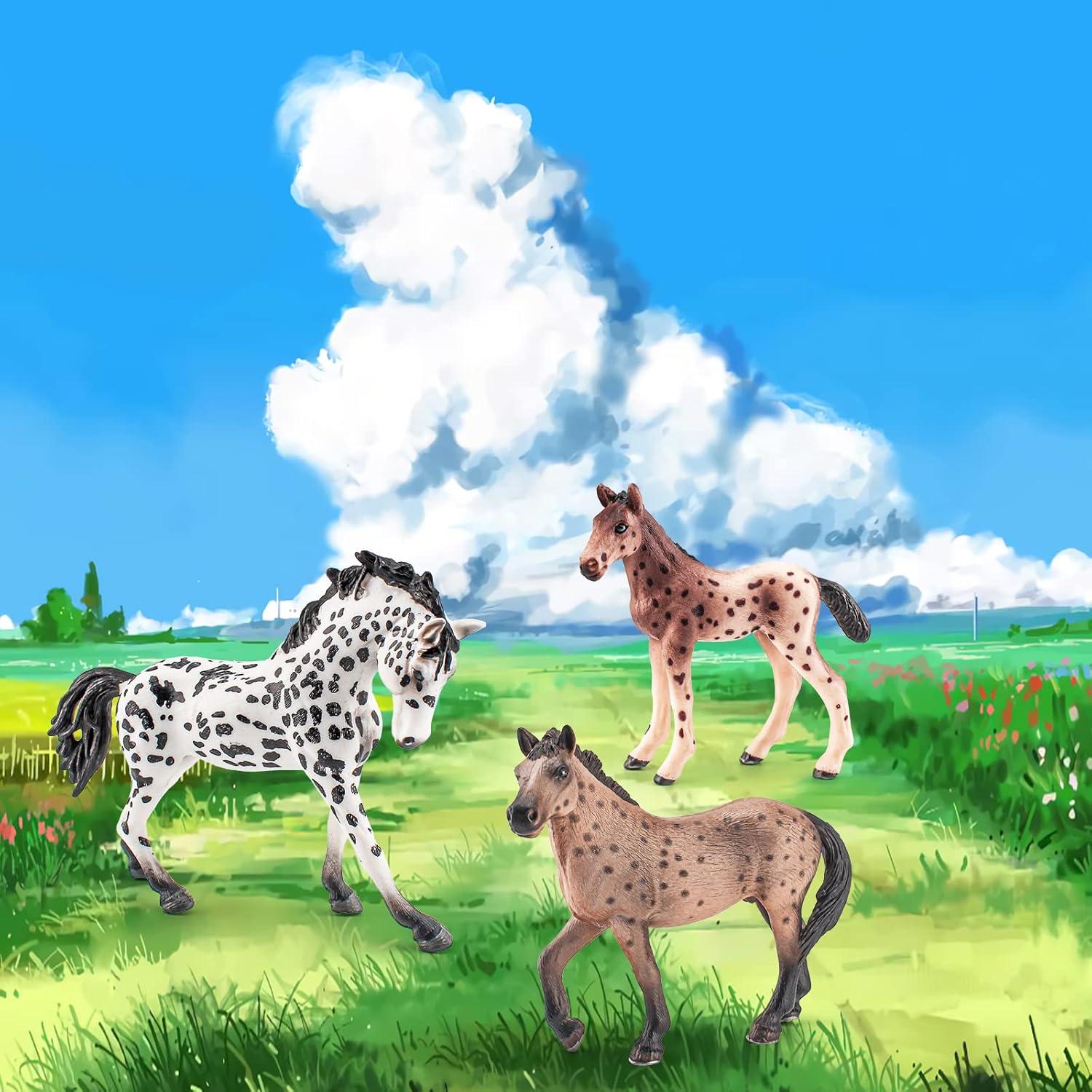 Figuras de Caballos Knabstrupper 3PCS - Juguete Realista LC JoyCre