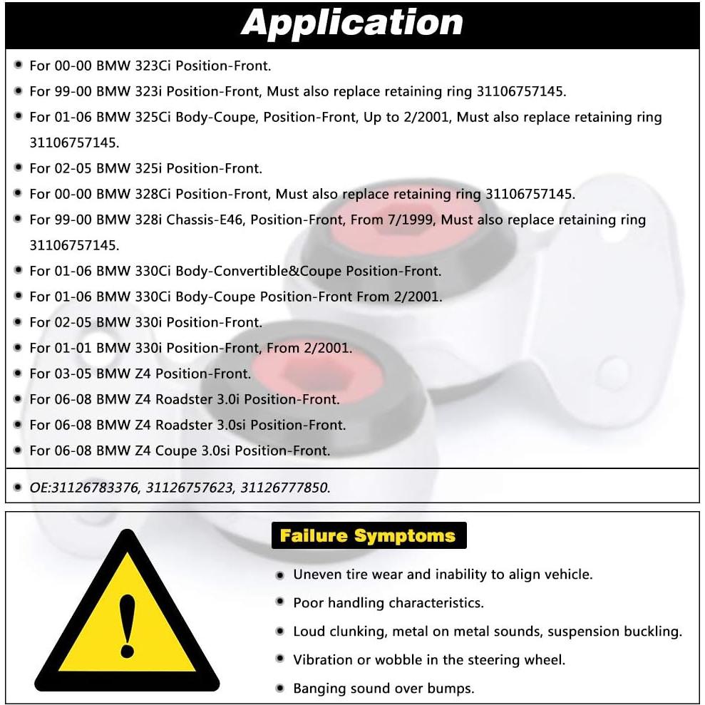 Bujes de Control Inferior Delantero PTNHZ para BMW E46 E85 Z4