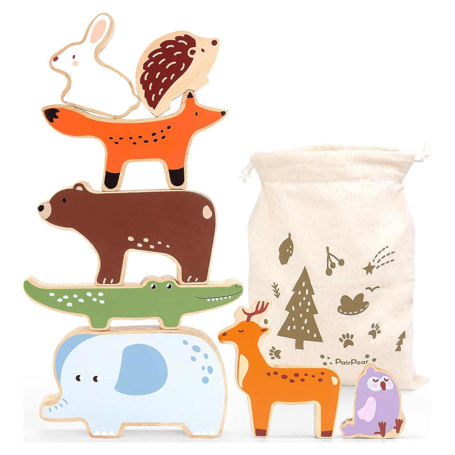 Bloques de Animales de Madera PairPear - Juego Educativo 9 Piezas