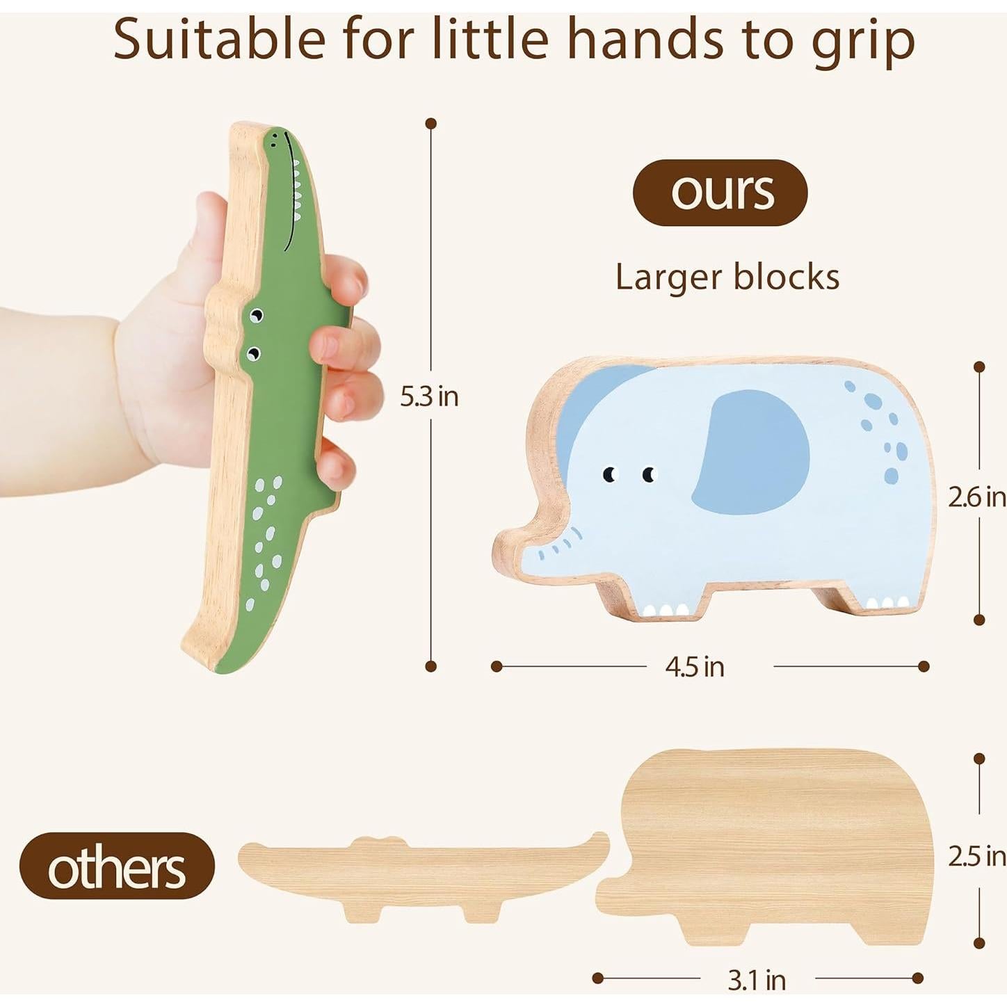 Bloques de Animales de Madera PairPear - Juego Educativo 9 Piezas