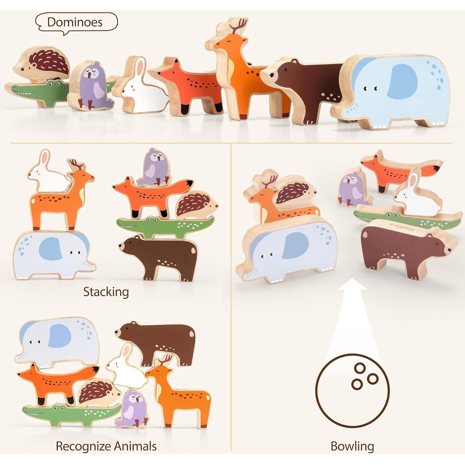 Bloques de Animales de Madera PairPear - Juego Educativo 9 Piezas