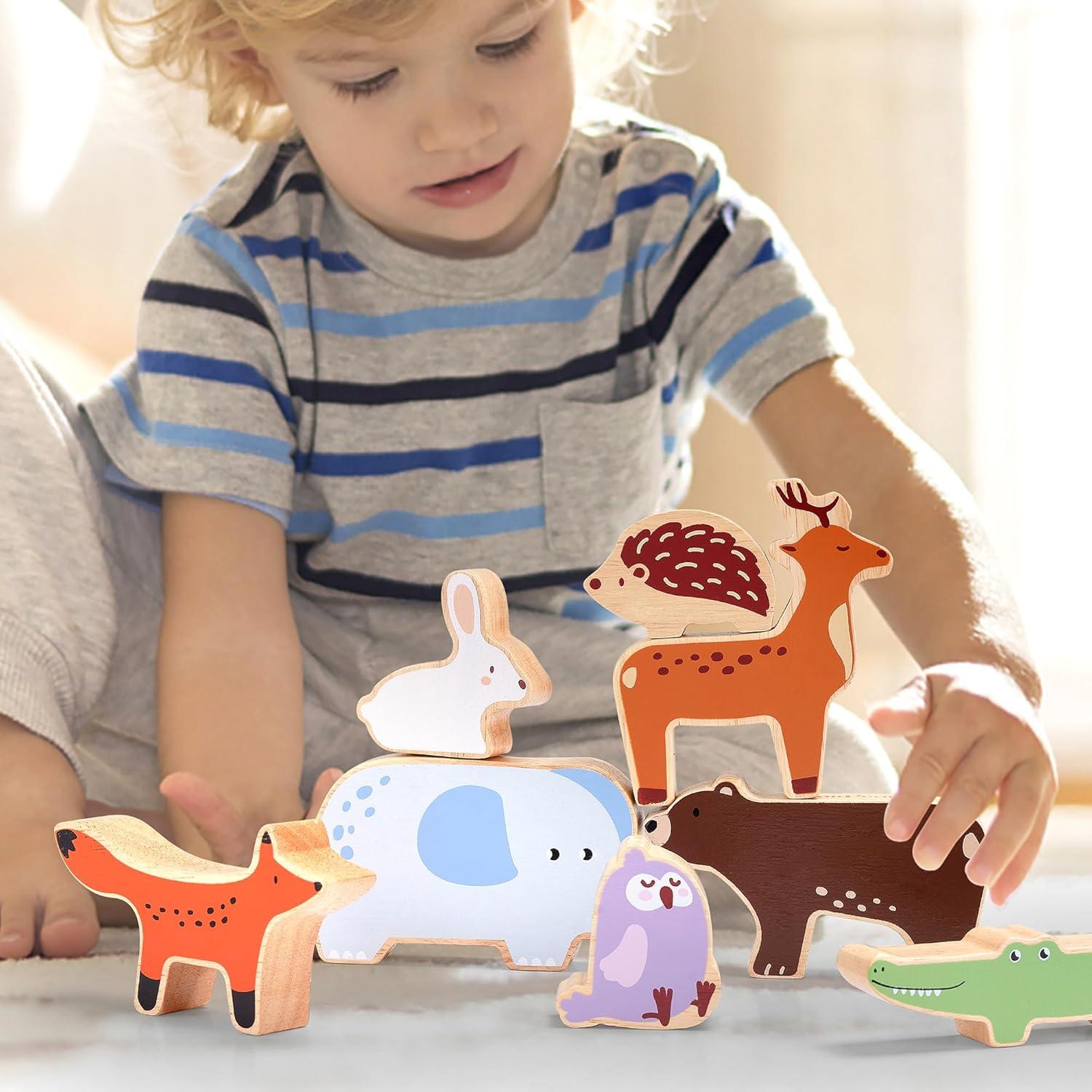 Bloques de Animales de Madera PairPear - Juego Educativo 9 Piezas