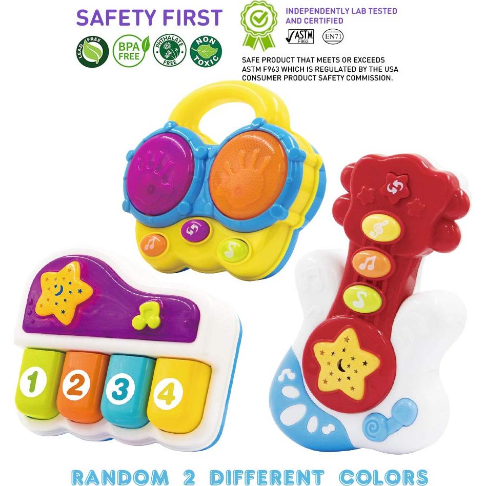 Juego Musical para Bebés - Piano, Guitarra y Bongos - Proyector