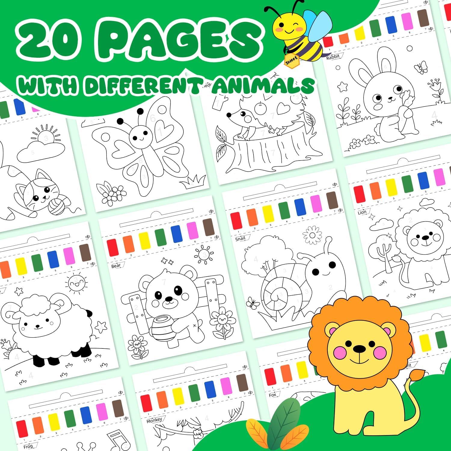 Libros para Pintar con Agua AGGKKY - Animales 20 Páginas