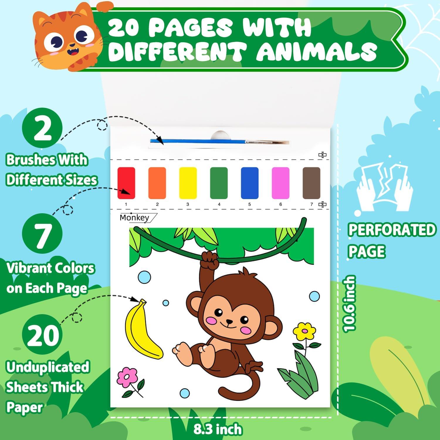 Libros para Pintar con Agua AGGKKY - Animales 20 Páginas