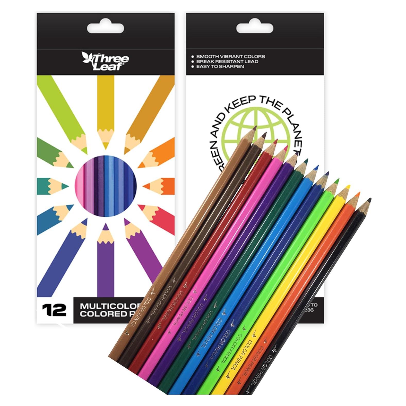 Set de Lápices de Colores Three Leaf 12 Unidades Calidad Premium