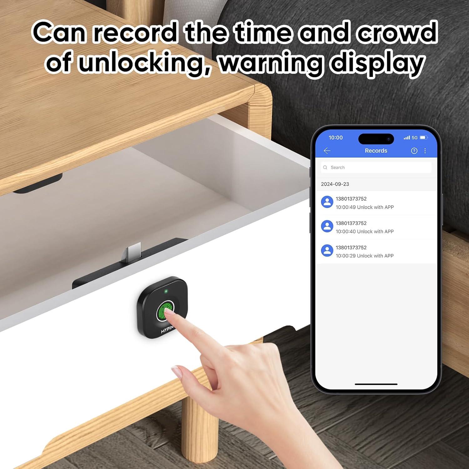 Cerradura de gabinete biométrica MYPIN Bluetooth con huella