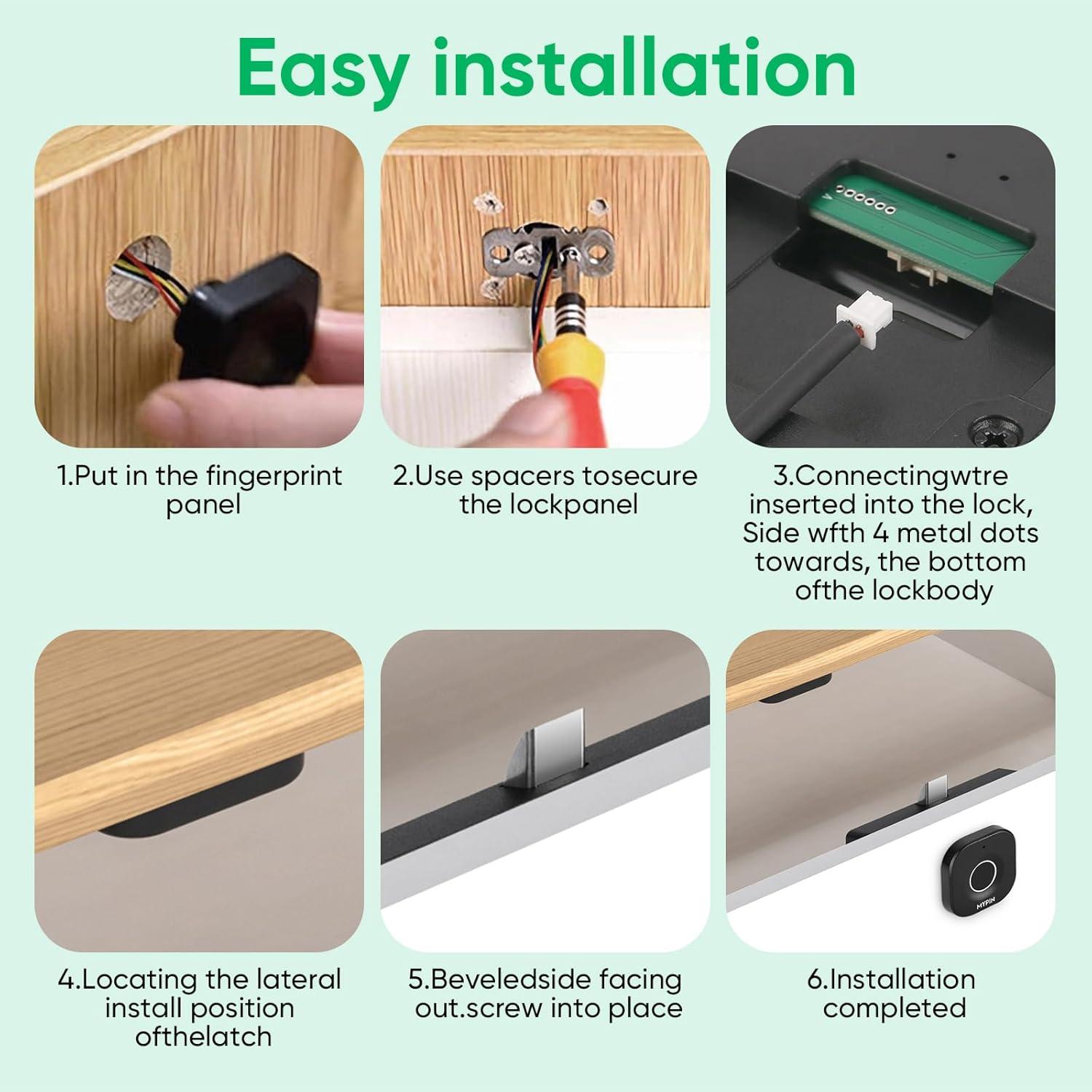 Cerradura de gabinete biométrica MYPIN Bluetooth con huella