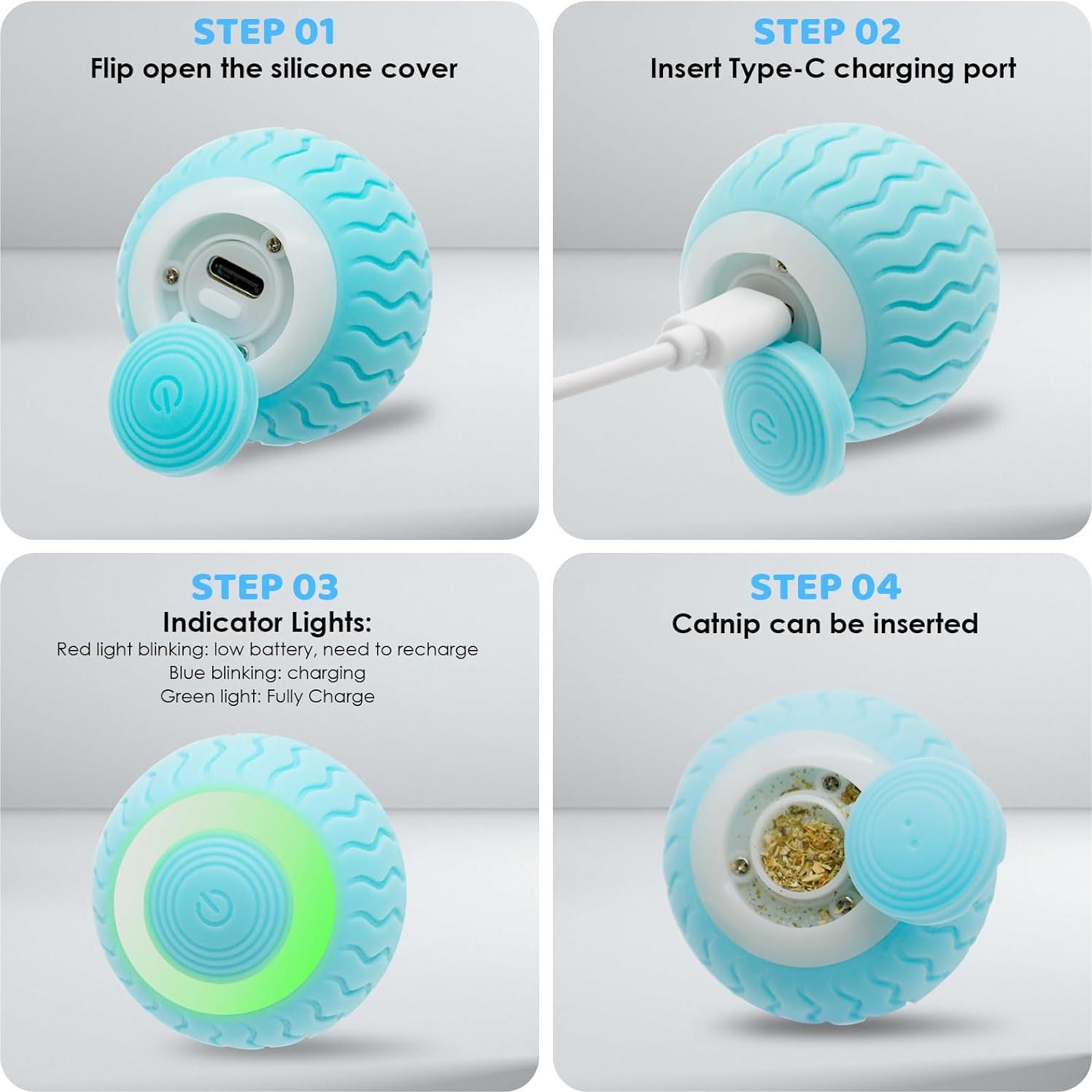 Bola Interactiva para Gatos PAKOO Eléctrica LED 4,57cm