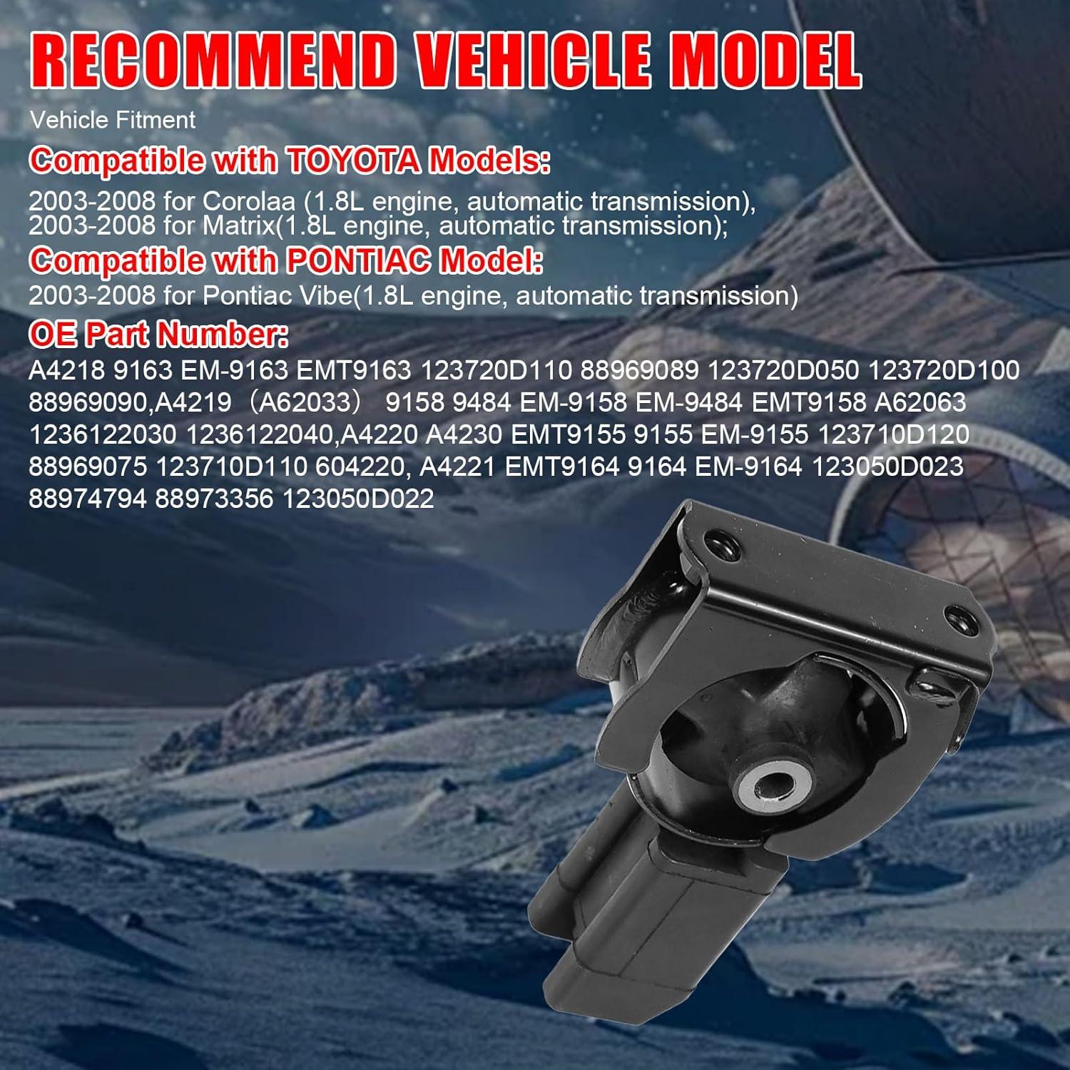 Kits de Montaje de Motor Zaygyize para Toyota Corolla 1.8L