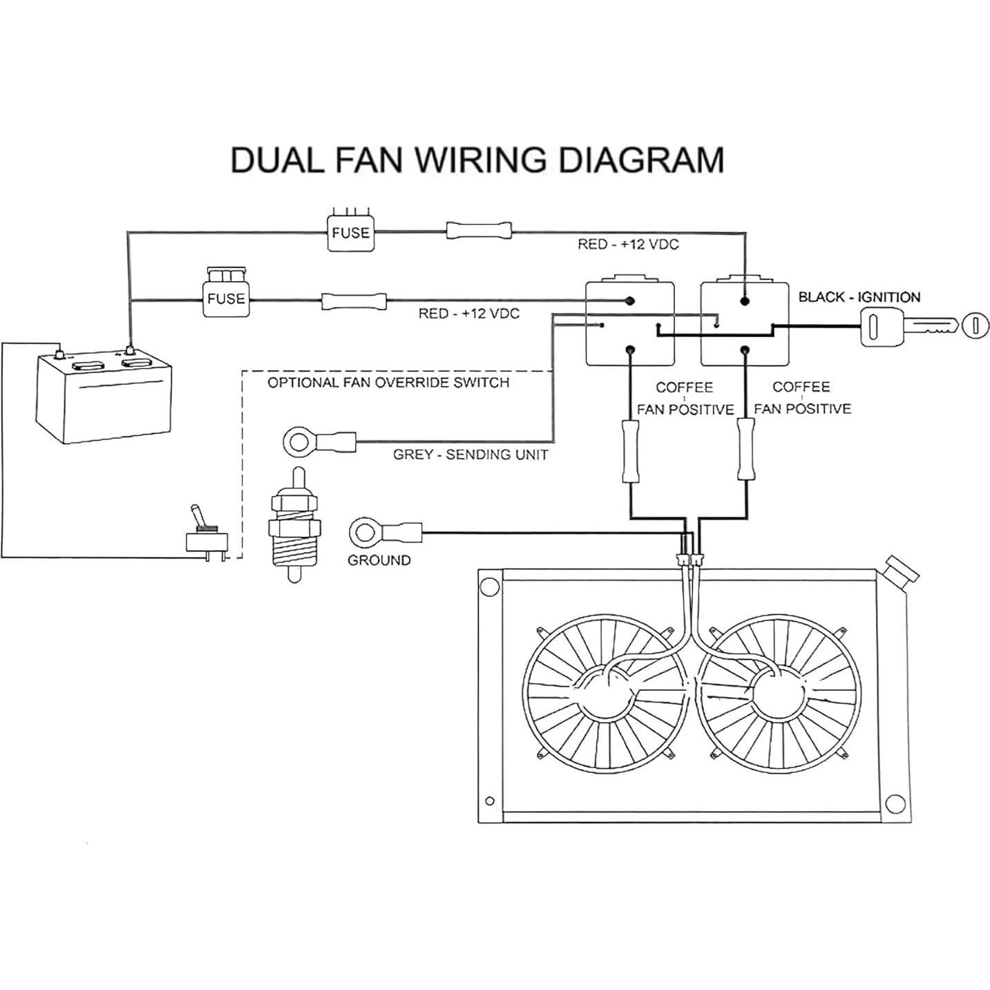Kit de Relé de Ventilador Eléctrico Dual 12V Muge Racing 40A