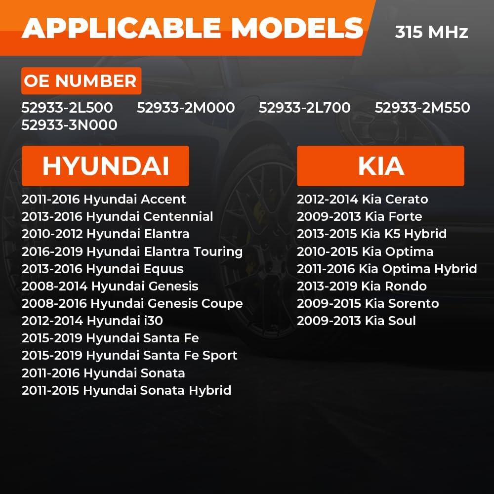 Sensor TPMS Jsueng para Hyundai y Kia - 4 Pack