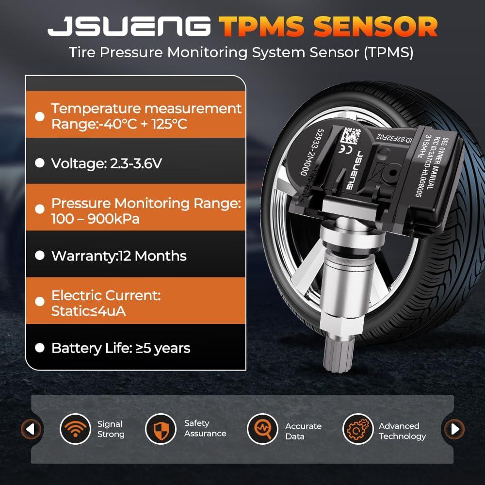 Sensor TPMS Jsueng para Hyundai y Kia - 4 Pack