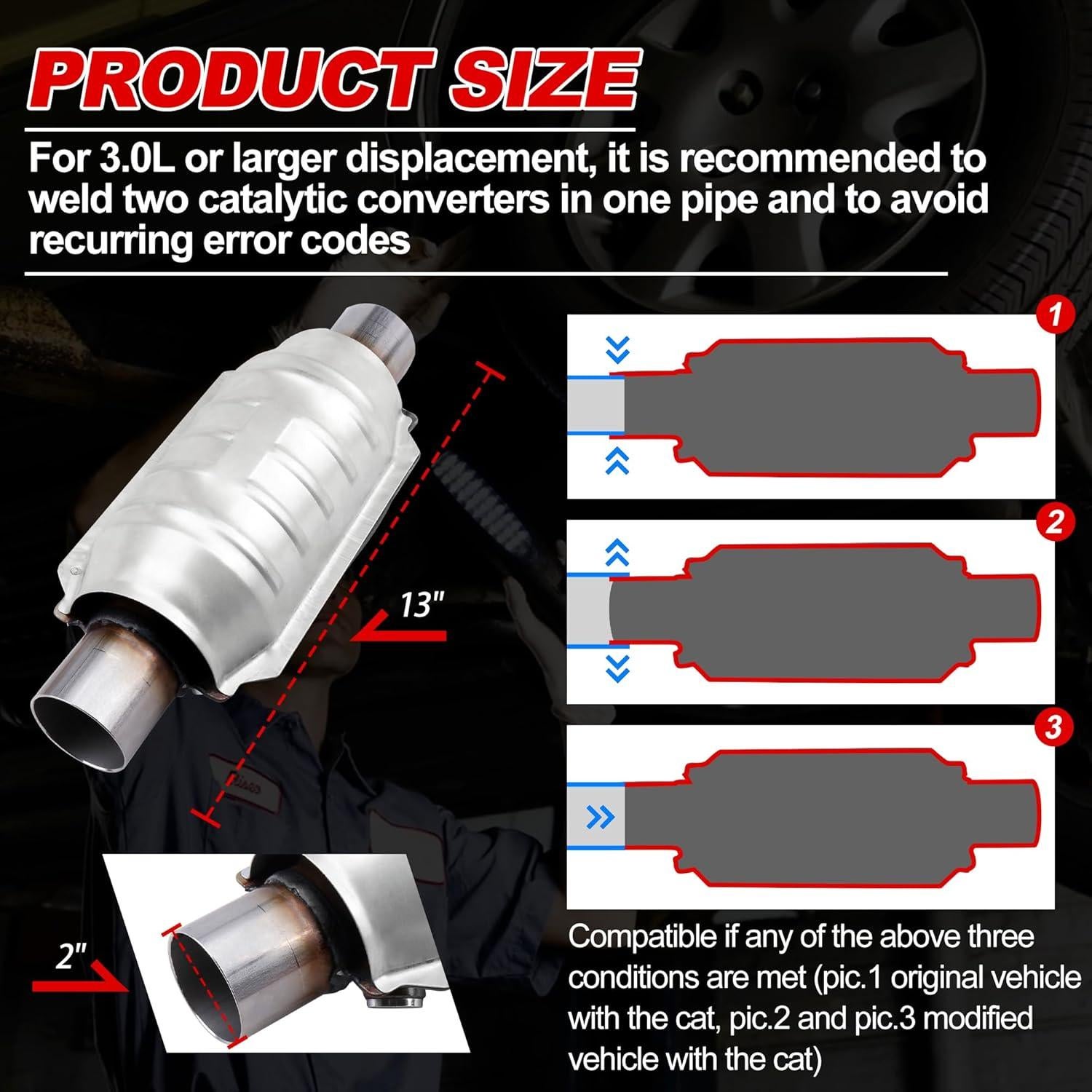 Convertidor Catalítico Universal UNITHUB 2" Entrada/Salida 13"