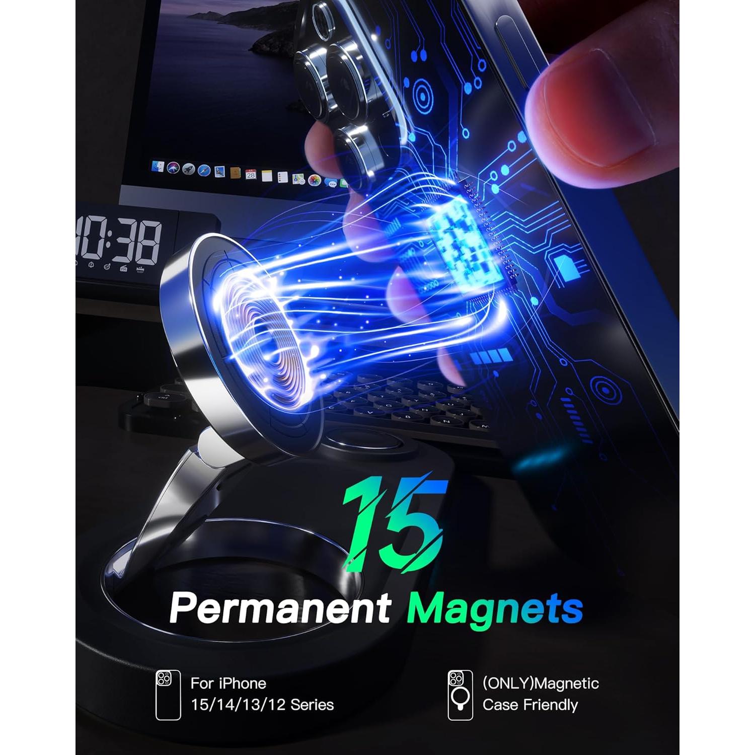 Cargador Inalámbrico 3 en 1 Moencase para iPhone y Apple Watch