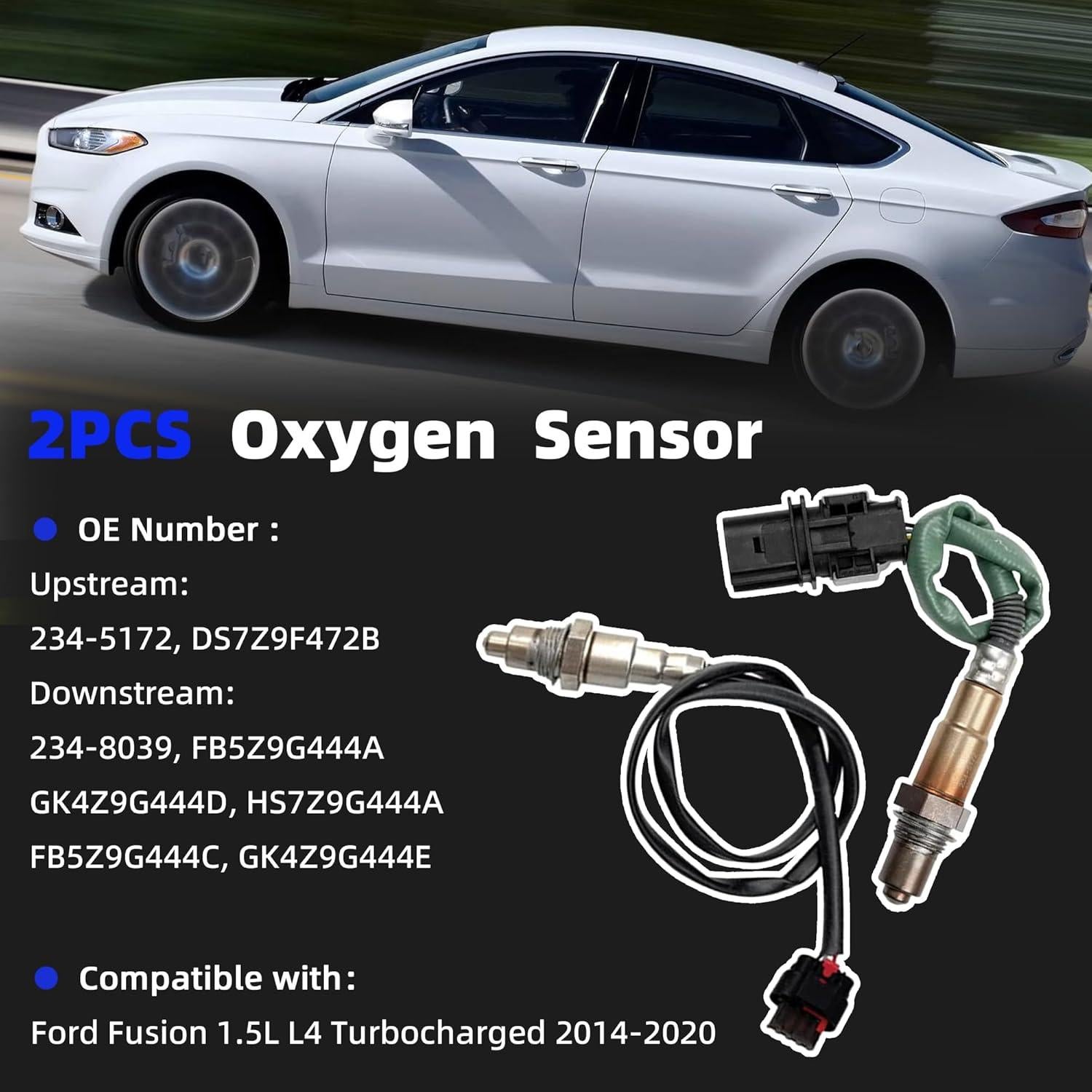 Sensor de Oxígeno 2PCS A-tnewb Compatible Ford Fusion 2014-2020