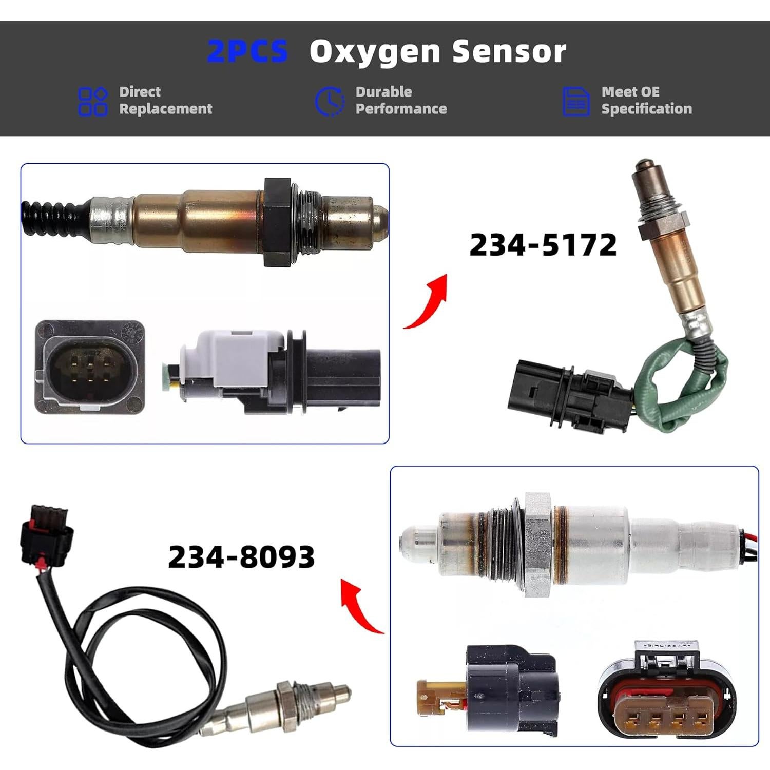 Sensor de Oxígeno 2PCS A-tnewb Compatible Ford Fusion 2014-2020
