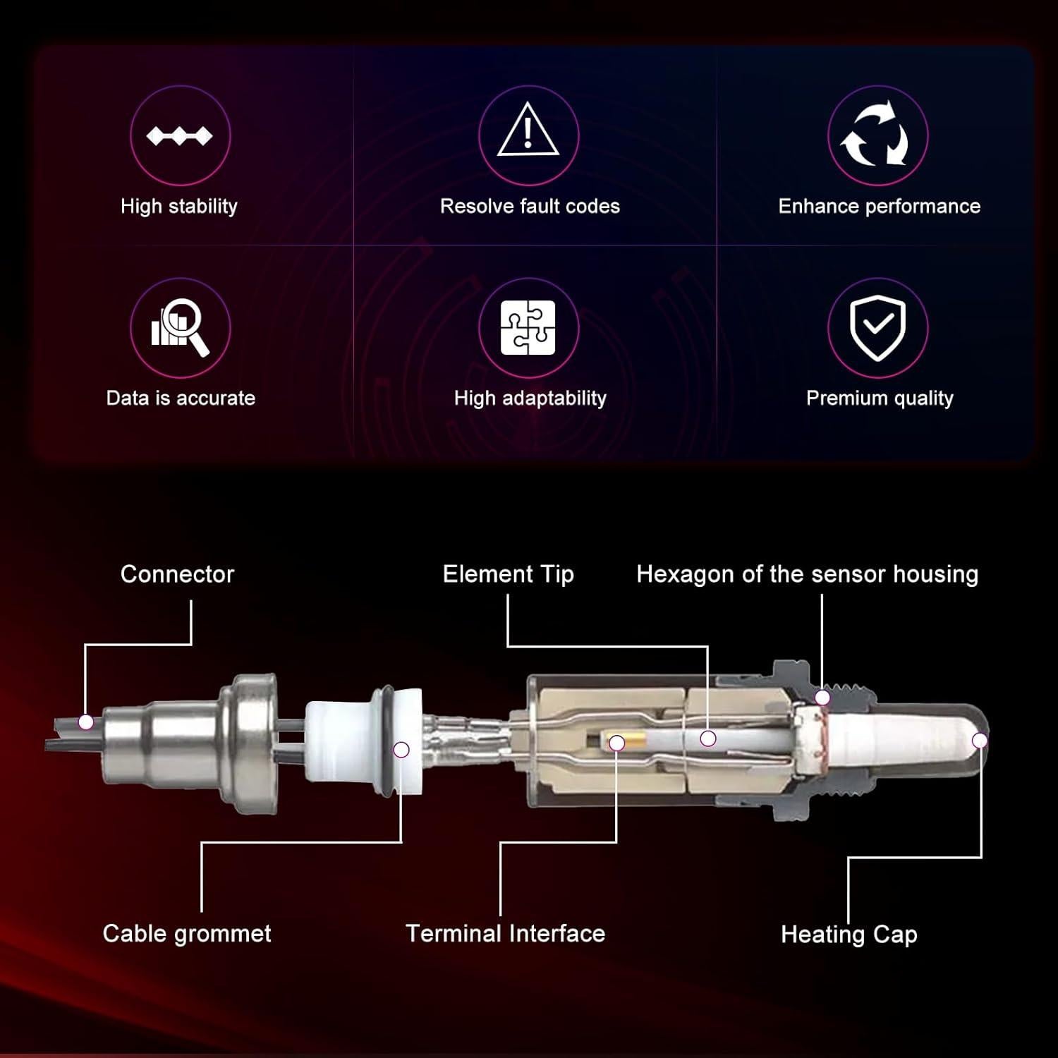 Paquete de 4 Sensores de Oxígeno FIREMOTOO 15717 Compatible
