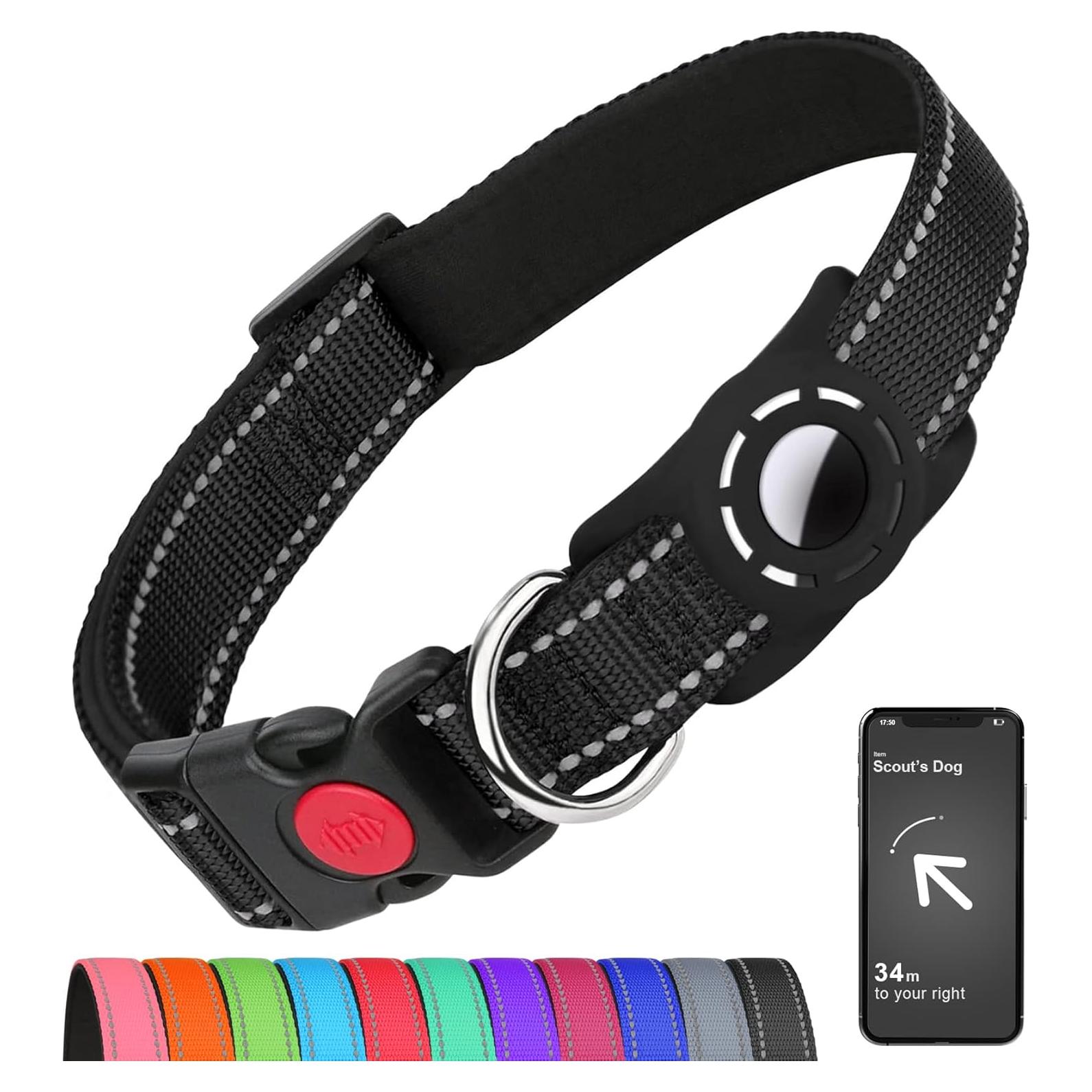 Collar para Perros Erbine Mediano Reflectante con Soporte AirTag