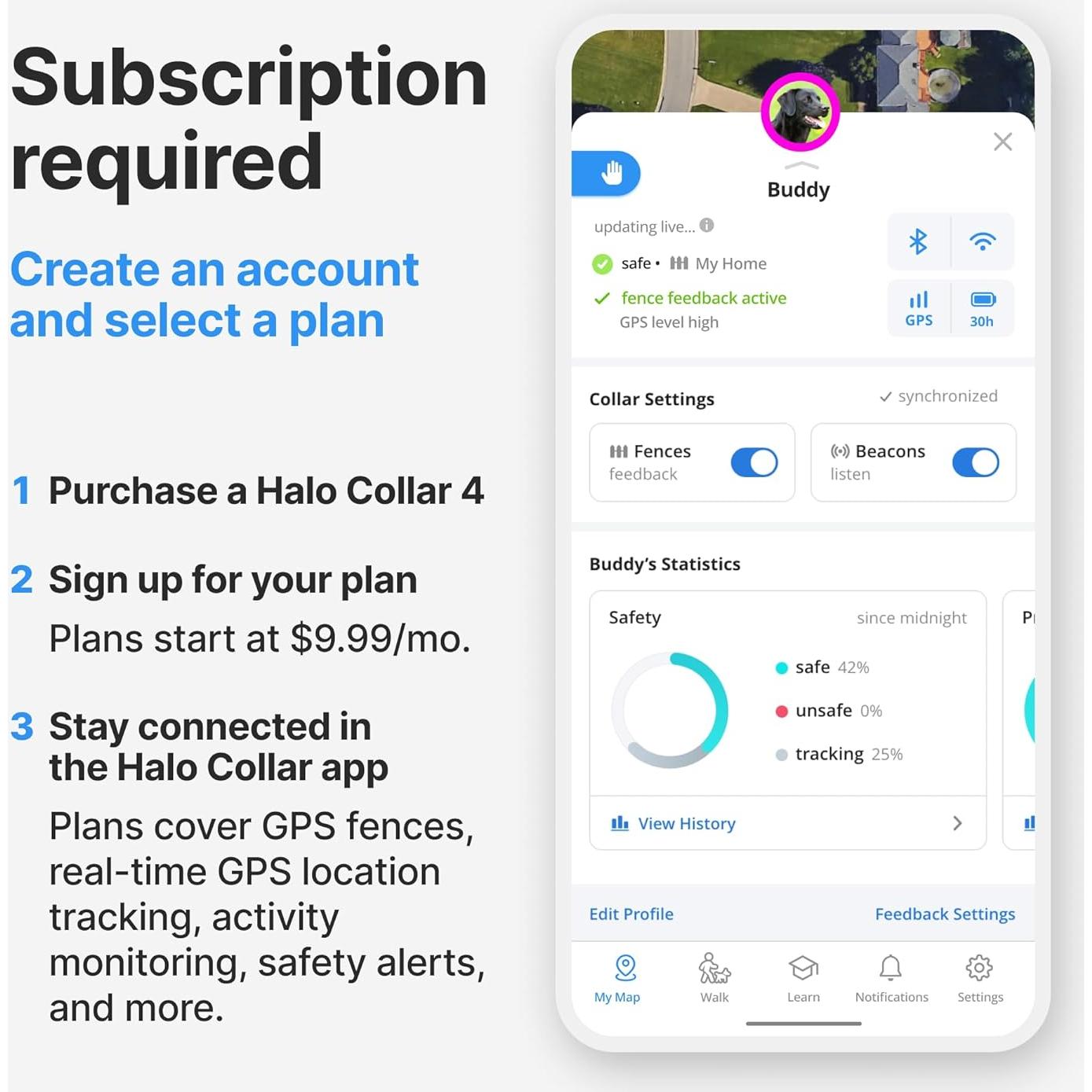 Collar Halo 4 para Perros con GPS y Entrenamiento - Talla Única