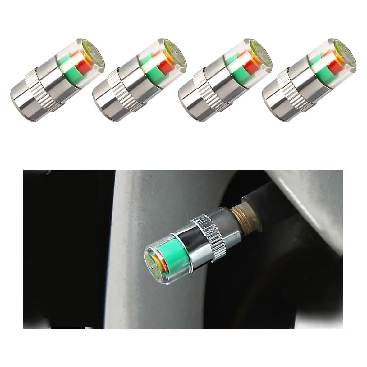 4 Tapones de Válvula de Monitor de Presión Yourkar Plata