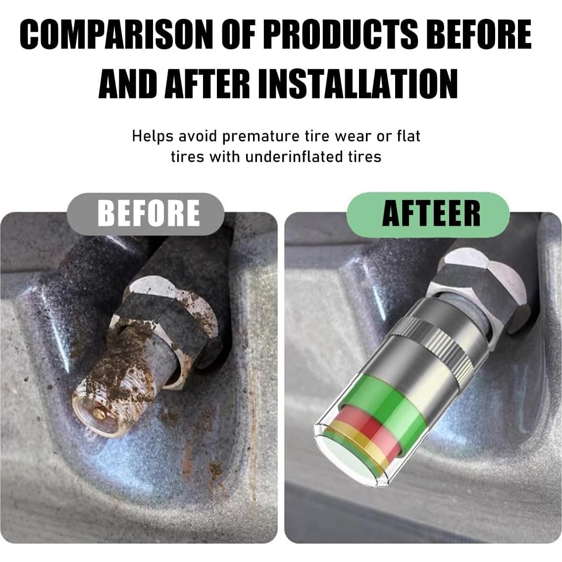 4 Tapones de Válvula de Monitor de Presión Yourkar Plata