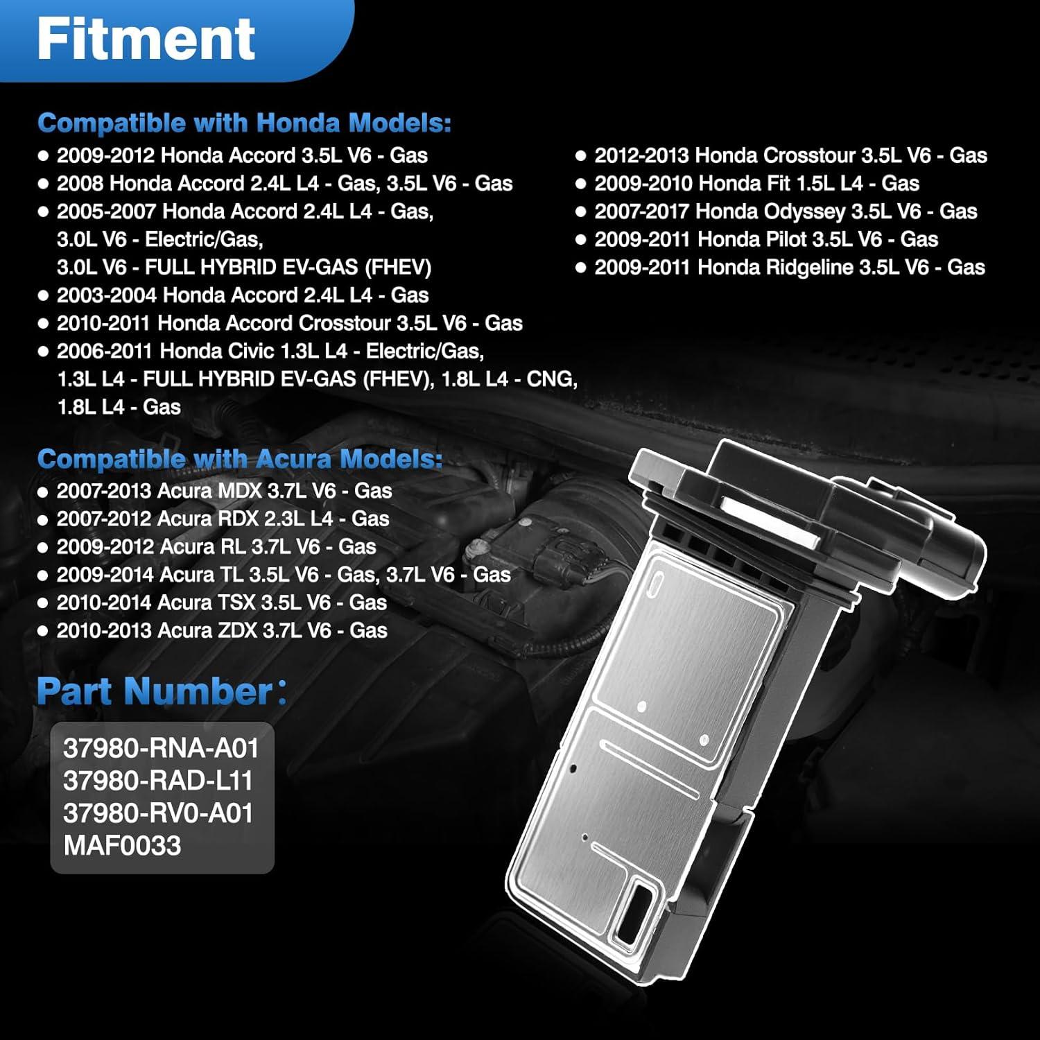 Sensor de Flujo de Aire Masivo TOP-MAX para Honda y Acura