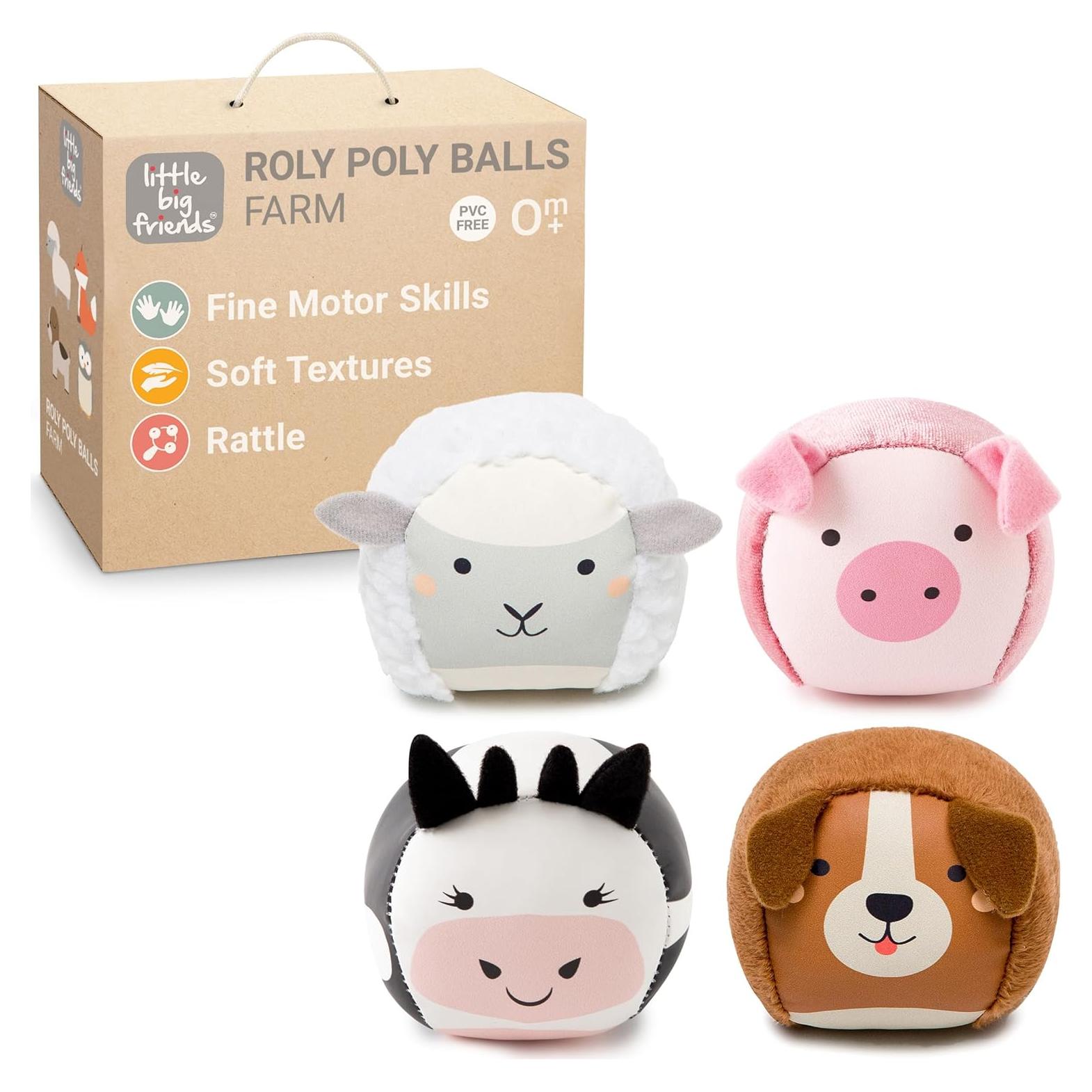 Bolas Roly Poly Amigos Pequeños - Juguete Sensorial Bebé Set 4