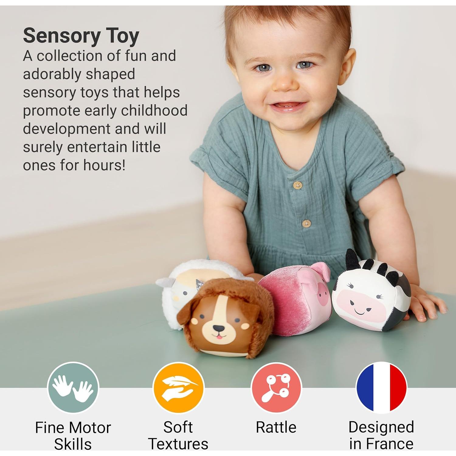 Bolas Roly Poly Amigos Pequeños - Juguete Sensorial Bebé Set 4