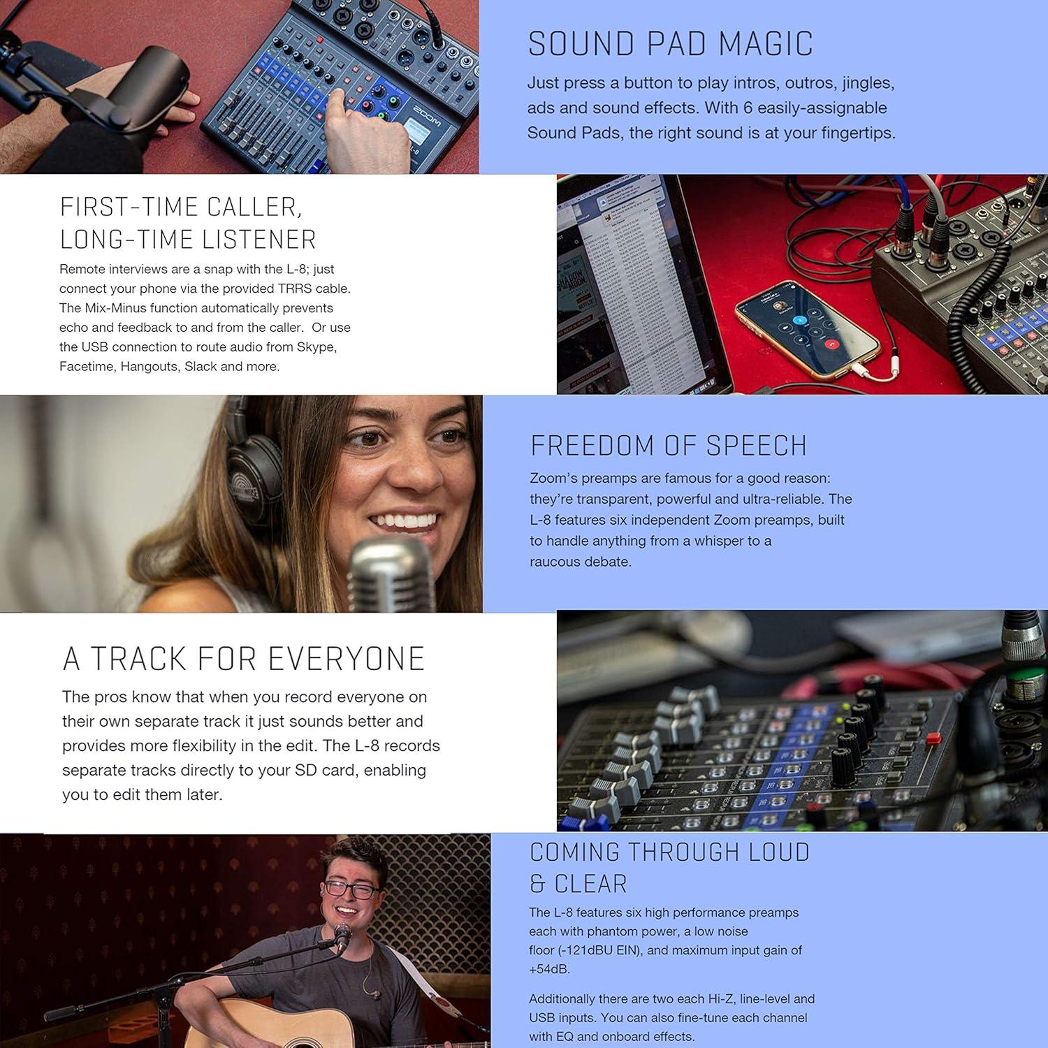 Mezclador Digital Zoom LiveTrak L-8 8 Canales + Accesorios