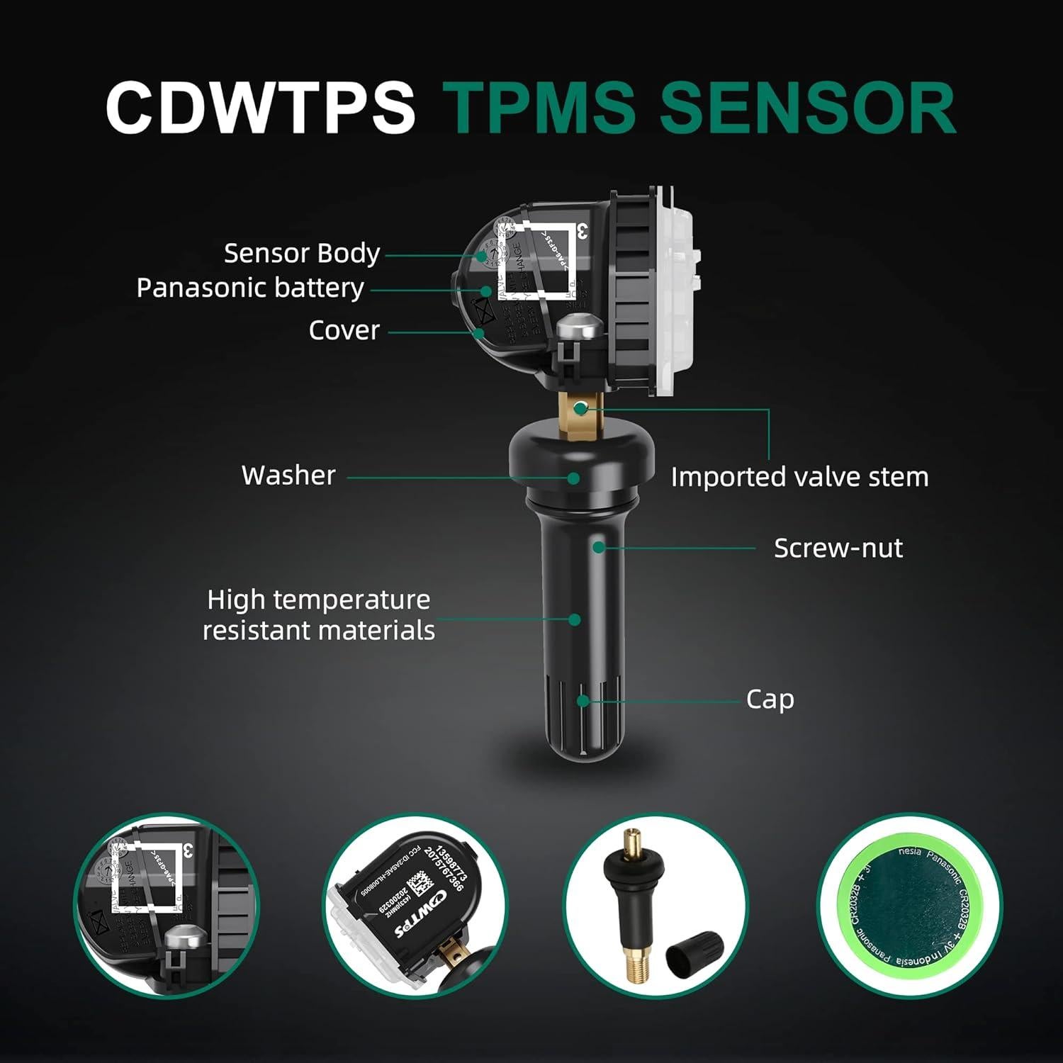 Sensor TPMS CDWTPS 4-Pack para Chevy GMC Buick Cadillac