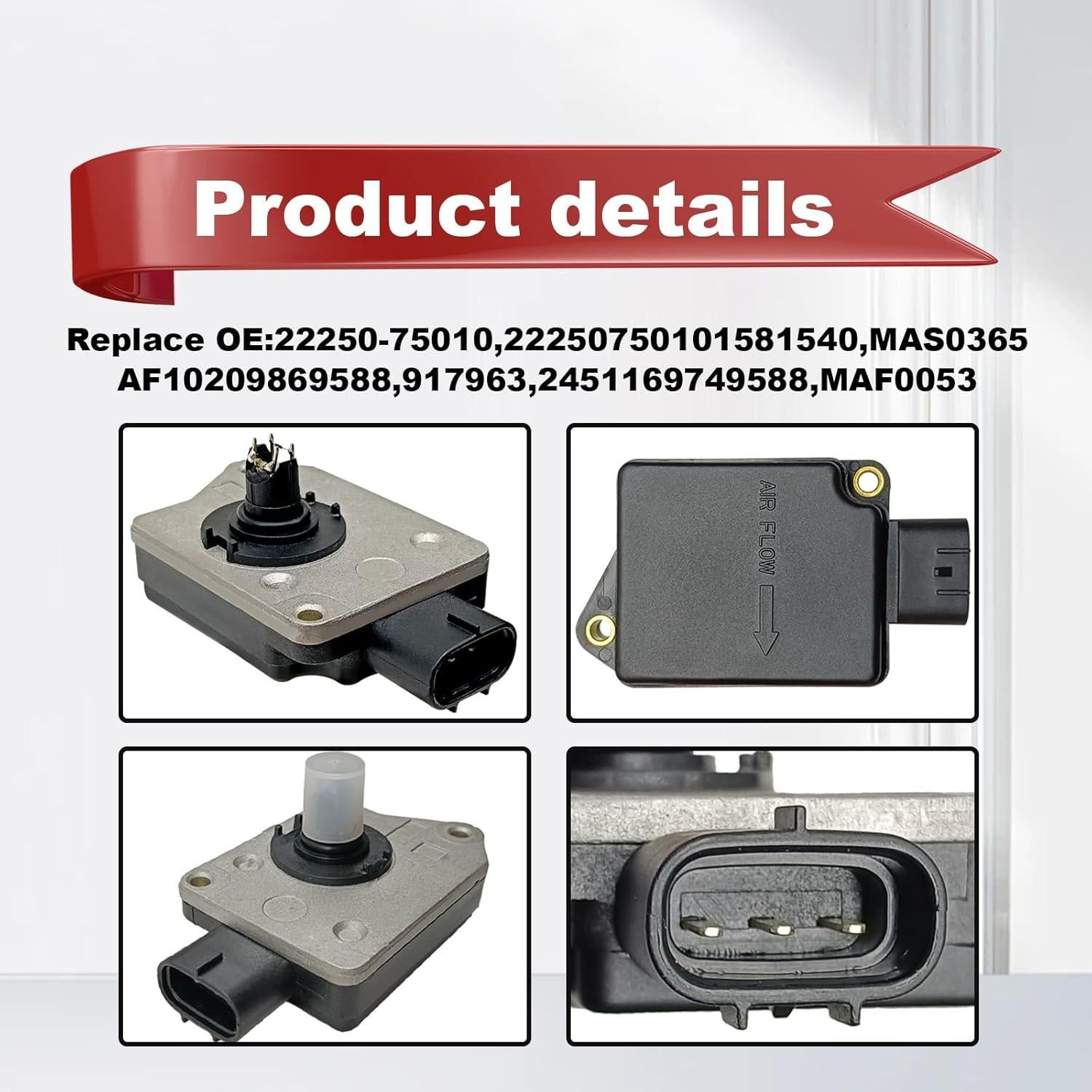 Sensor de Flujo de Aire Masivo Pleoos 22250-75010 Compatible Toyota