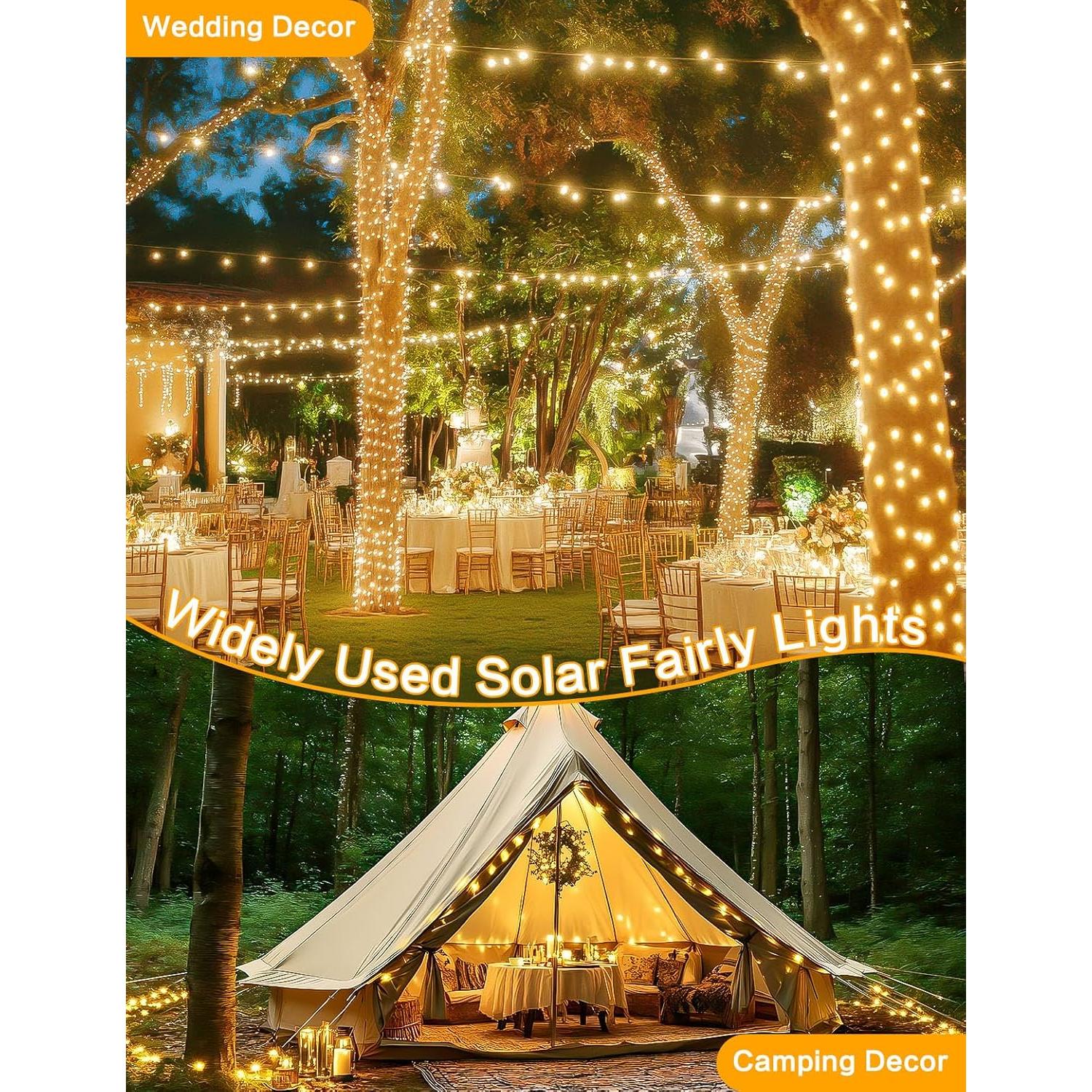 Luces de Cadena Solares BHCLIGHT 2 Paquete 200 LEDs 24m