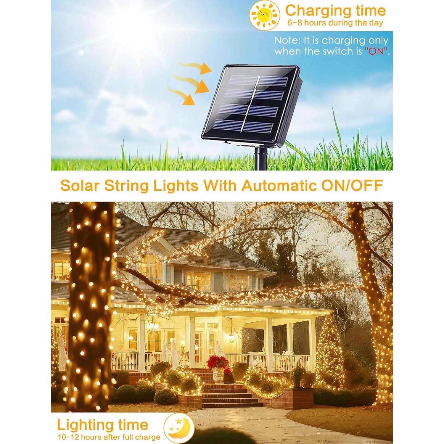 Luces de Cadena Solares BHCLIGHT 2 Paquete 200 LEDs 24m