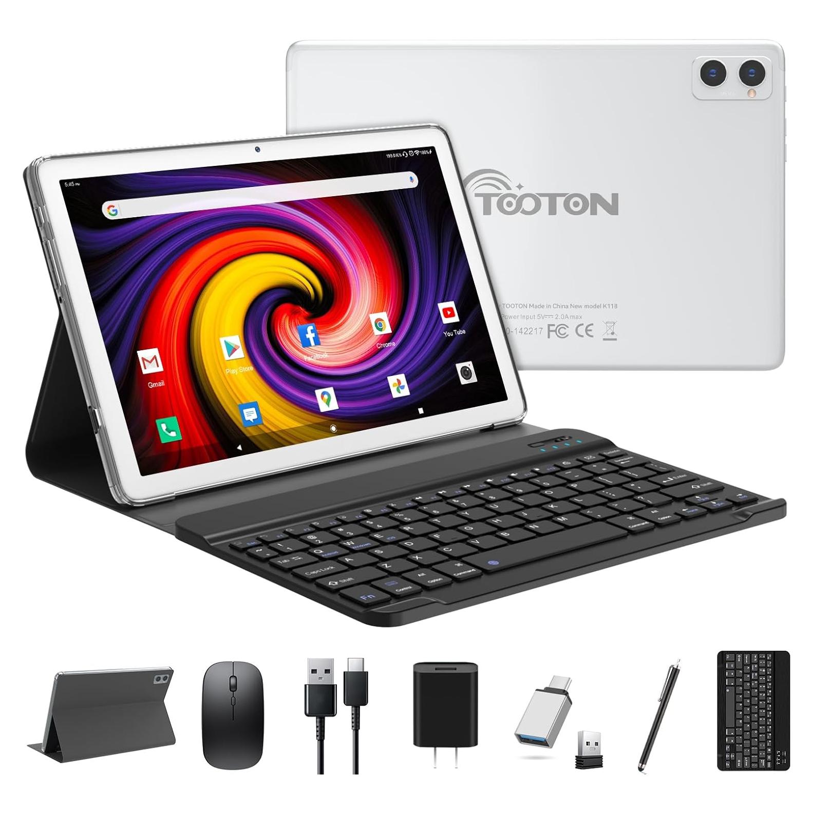 Tableta 2 en 1 TOOTON 2024 10.1" Octa-Core 128GB Plata