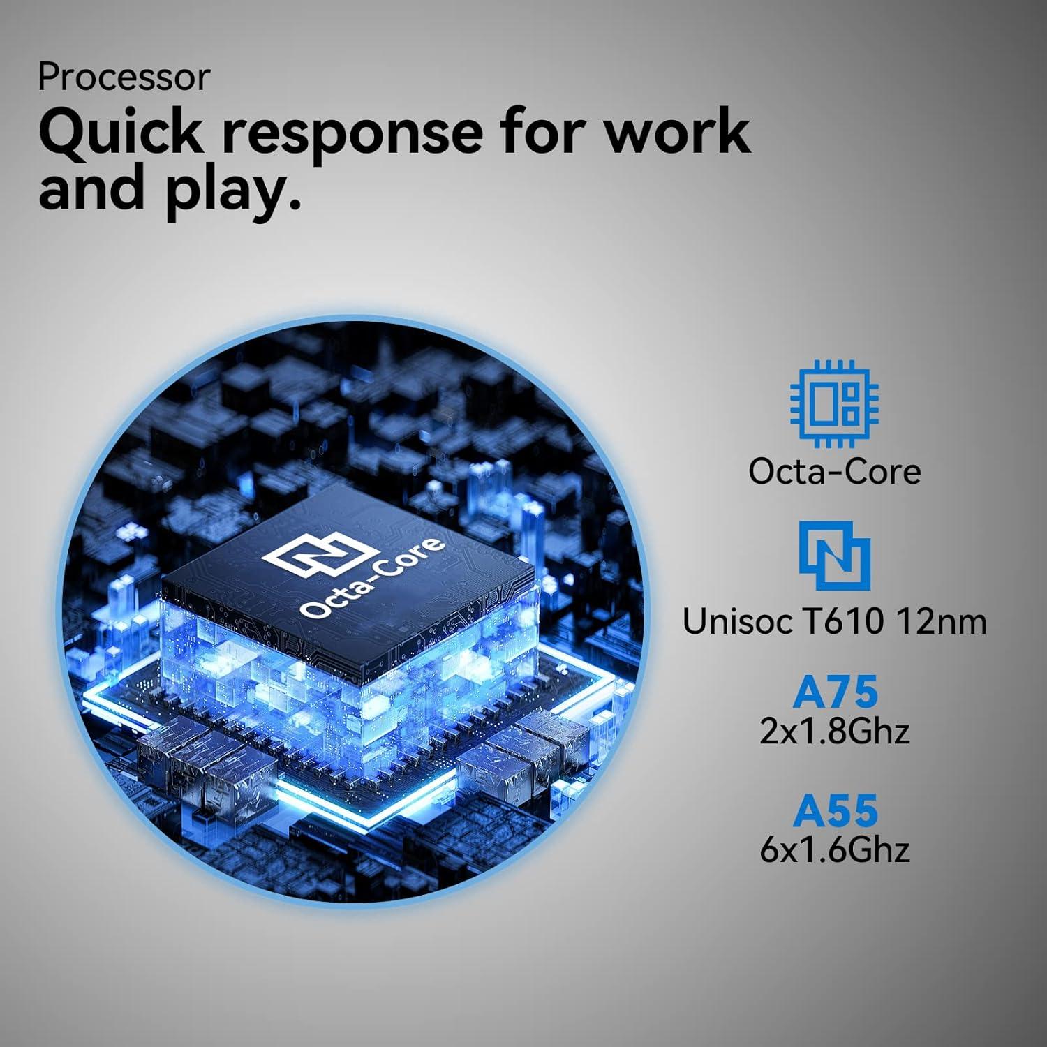 Tableta 2 en 1 TOOTON 2024 10.1" Octa-Core 128GB Plata