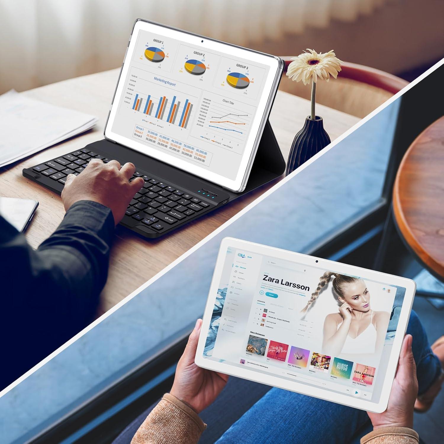 Tableta 2 en 1 TOOTON 2024 10.1" Octa-Core 128GB Plata