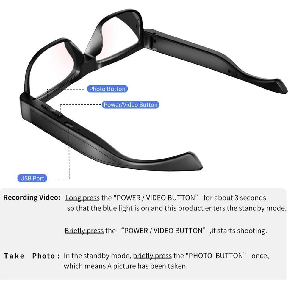 Gafas de Cámara HD DongGuan 6800 con 32GB de Memoria