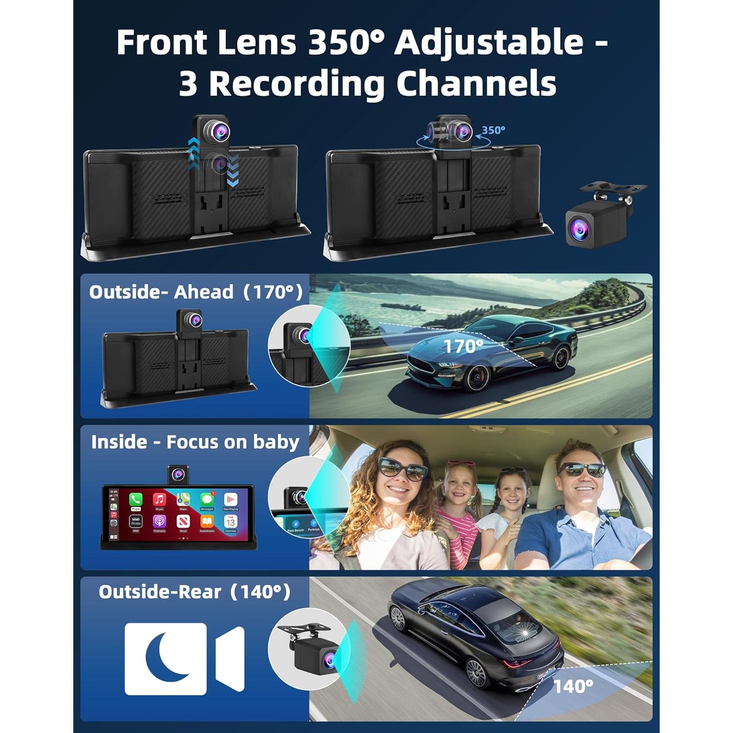 Pantalla Inalámbrica 10.26" Jelkuz CarPlay Android Auto 4K