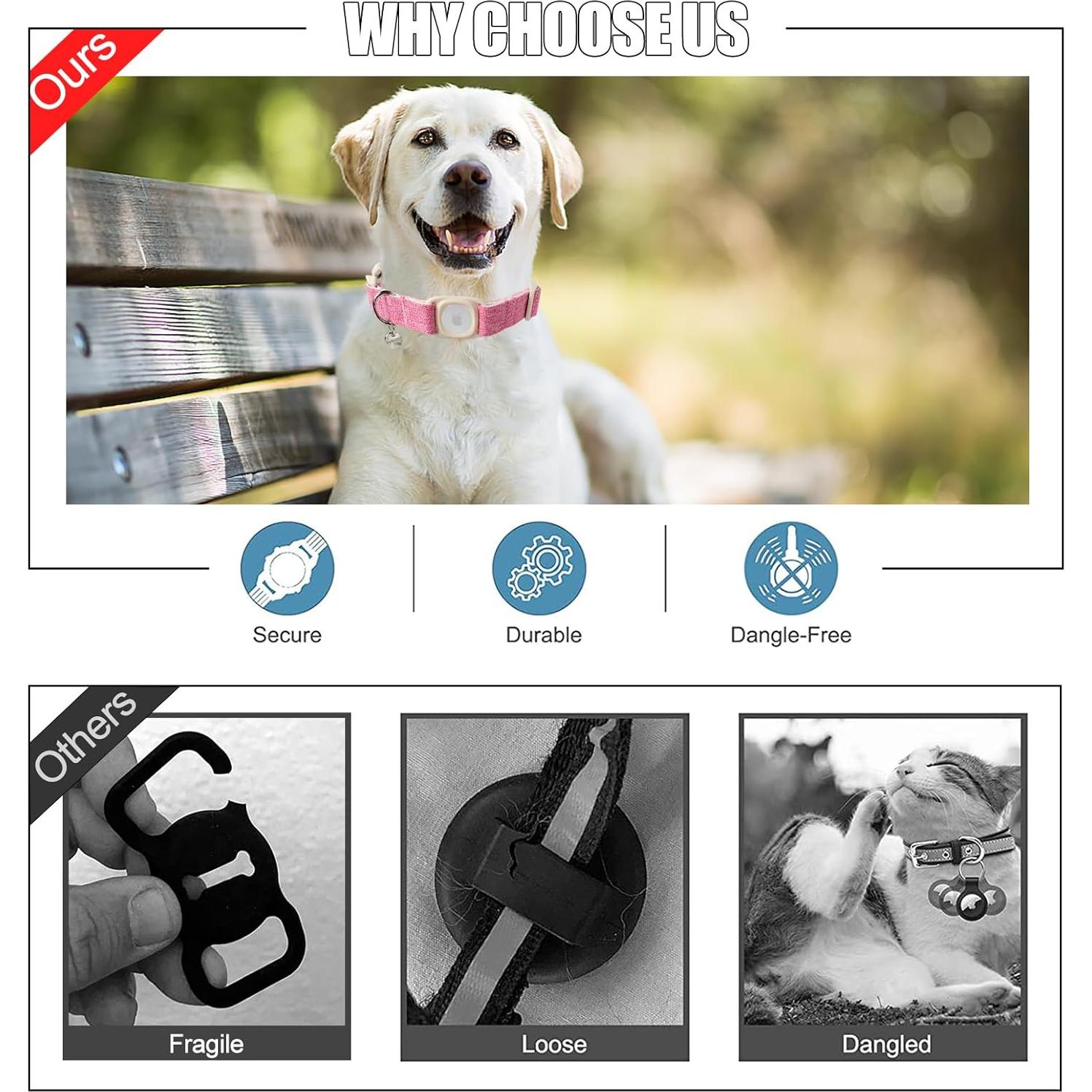 Collar para Perro DOGWONG Mediano Rosa con Soporte Airtag