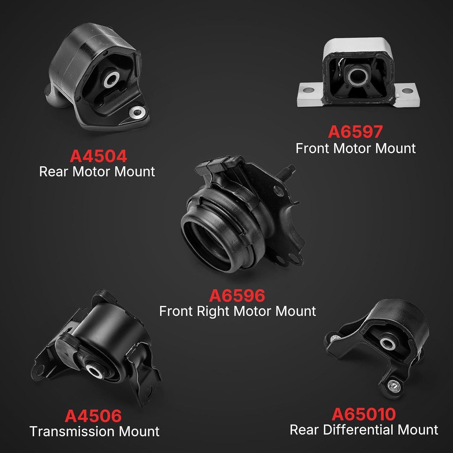 Juego 5 Soportes de Motor y Transmisión Honda CRV 2.4L 2002-2006